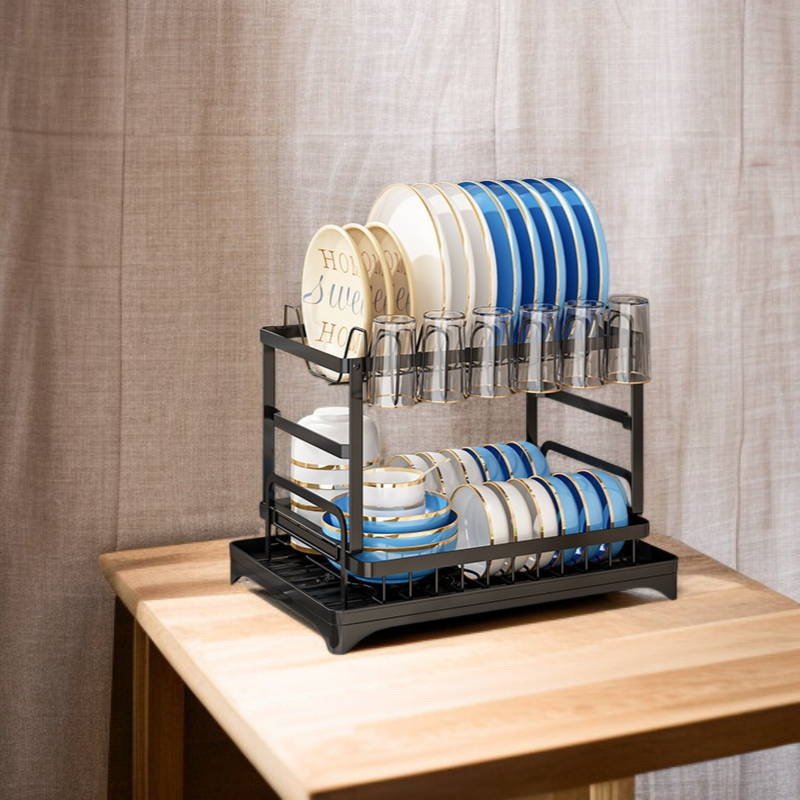 ที่วางจานสแตนเลสบนเคาน์เตอร์ครัว