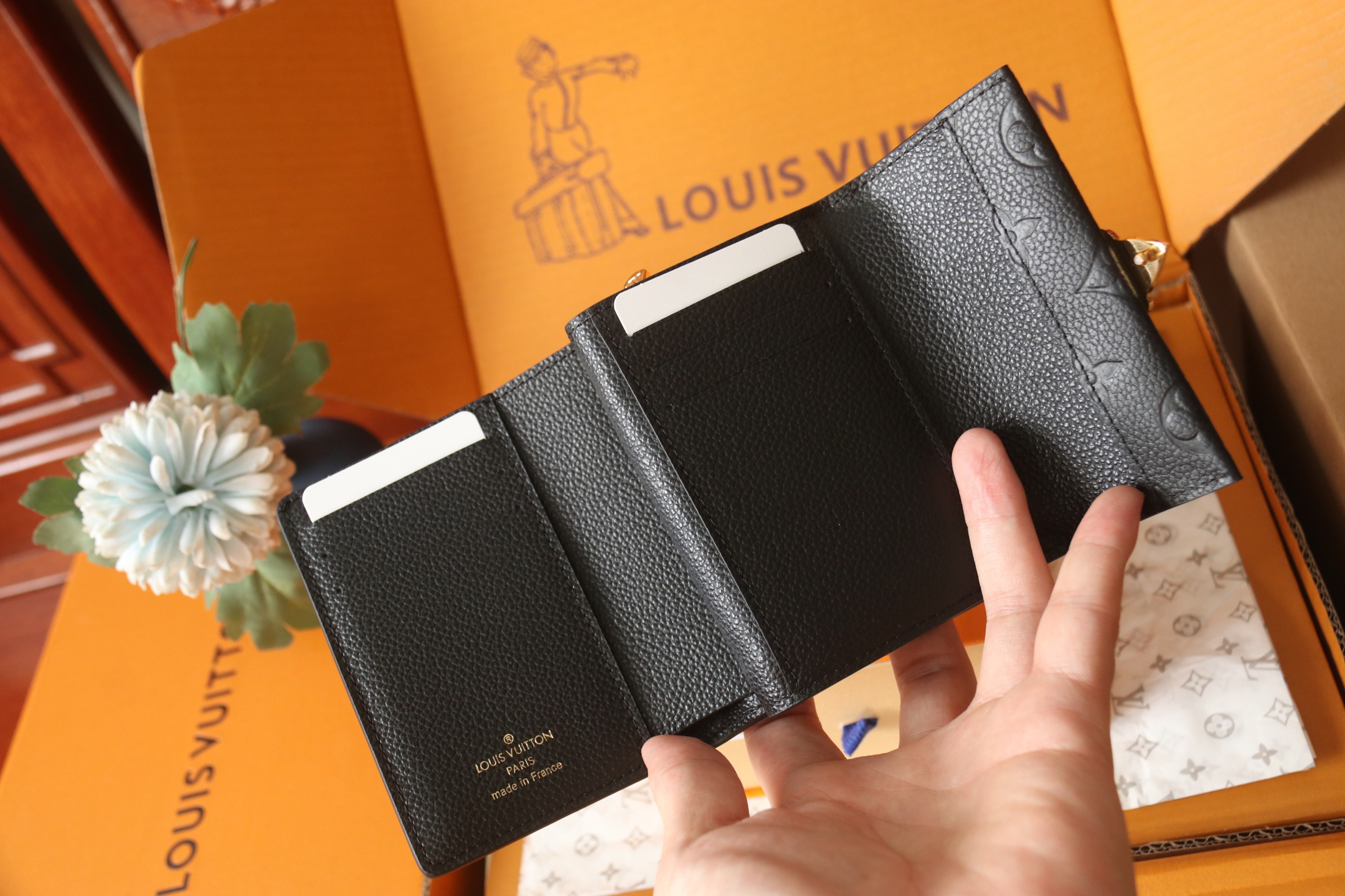 LOUIS VUITTON ポルトフォイユ・メティス モノグラムアンプラント ブラック 三つ折り ミニウォレット