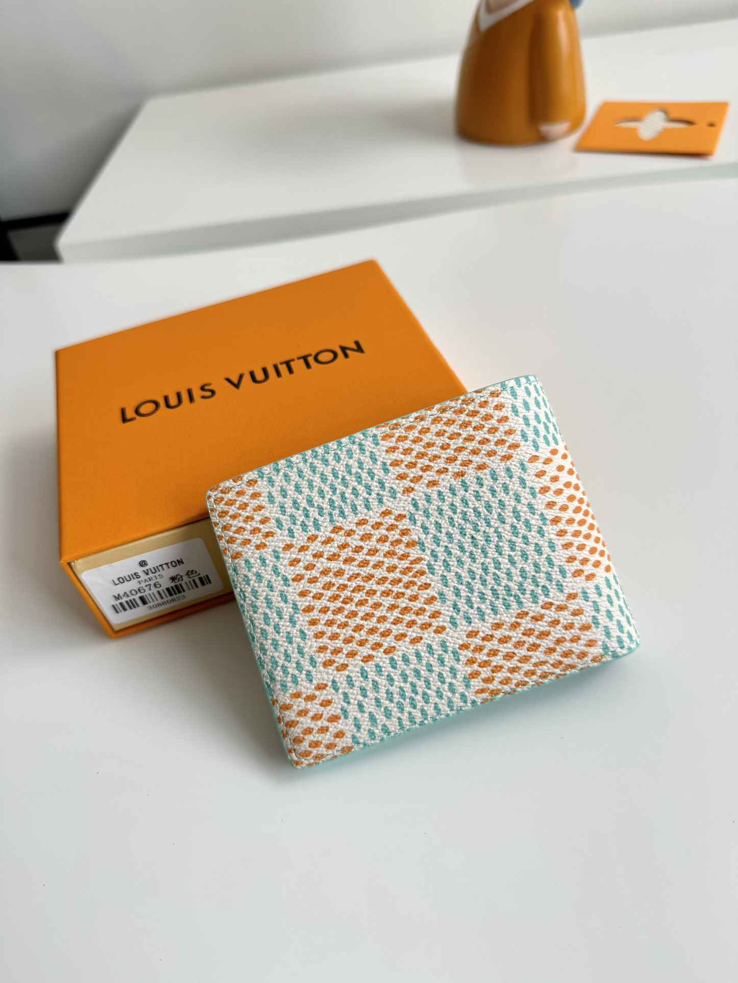 ピンク ダミエ・エルテージ マルチプル ウォレット ヴィンテージ風