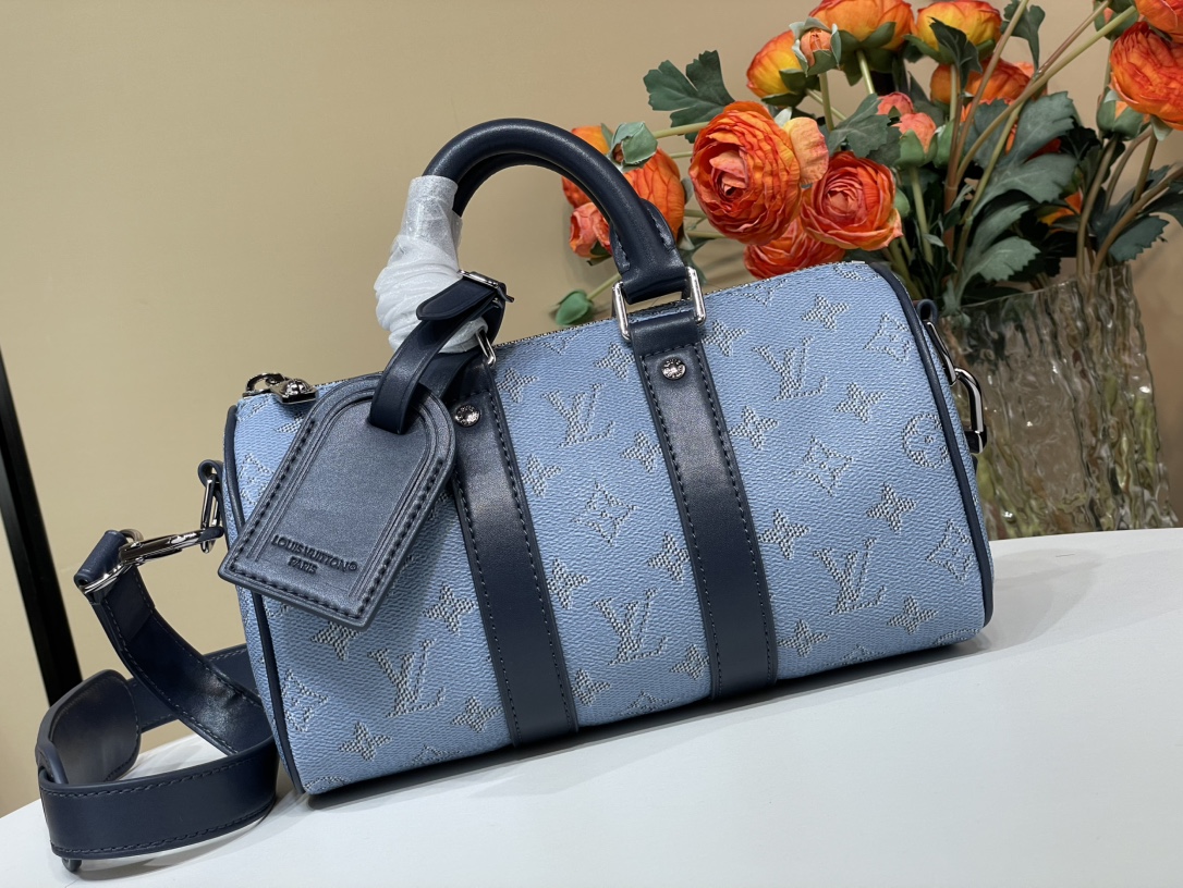 LOUIS VUITTON Keepall Bandoulière 25 モノグラムヘリテージ ブルー オーシャンインスピレーション ボストンバッグ ルイヴィトン