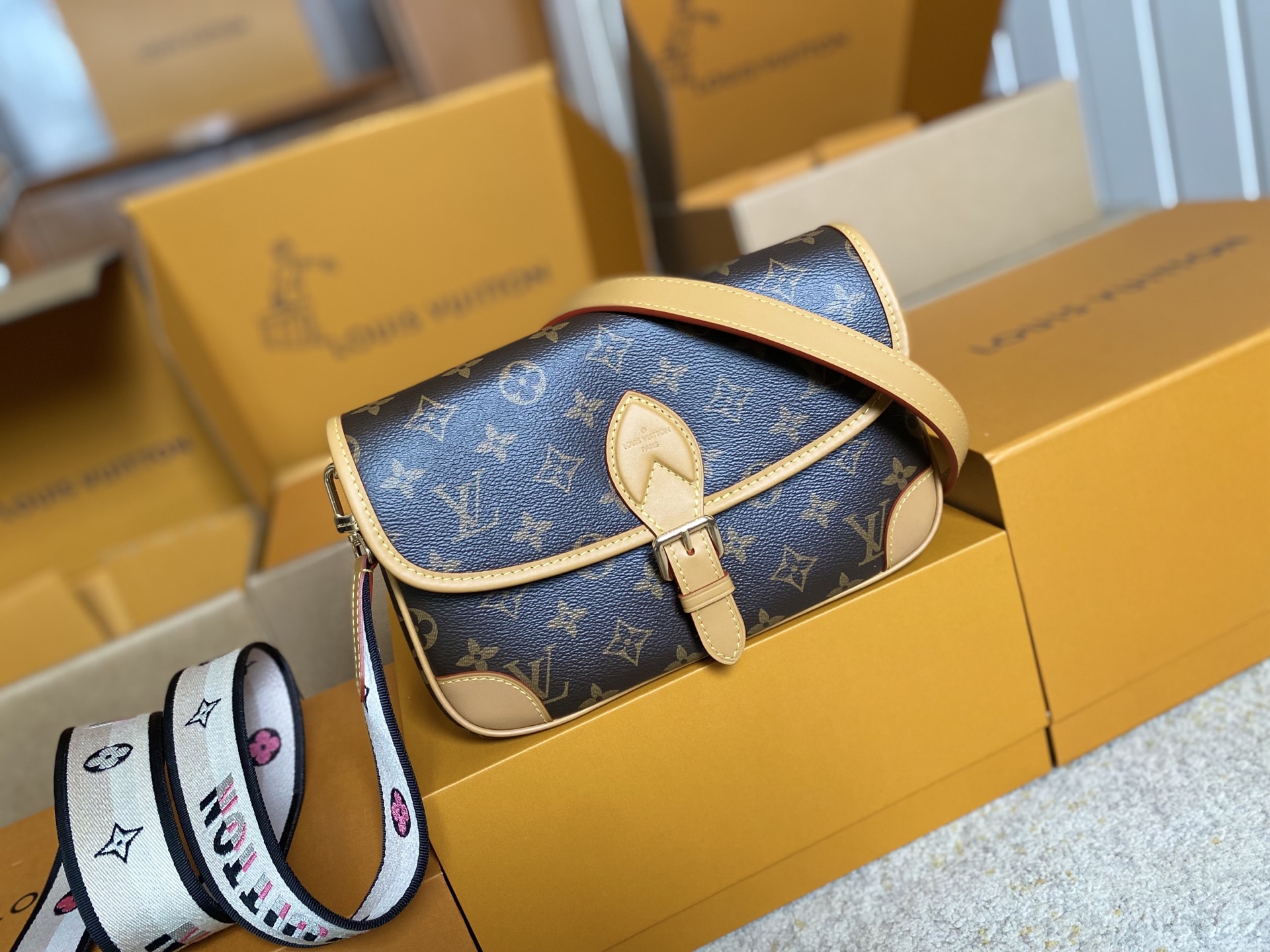 LOUIS VUITTON Diane モノグラムキャンバス クロスボディバッグ ルイヴィトン