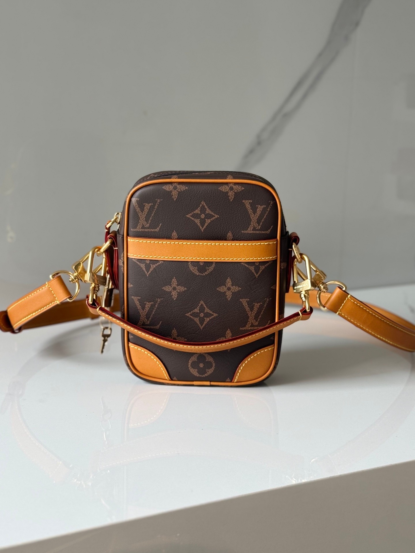 LOUIS VUITTON Danube モノグラムプリント スモールグレインレザー クロスボディバッグ ルイヴィトン