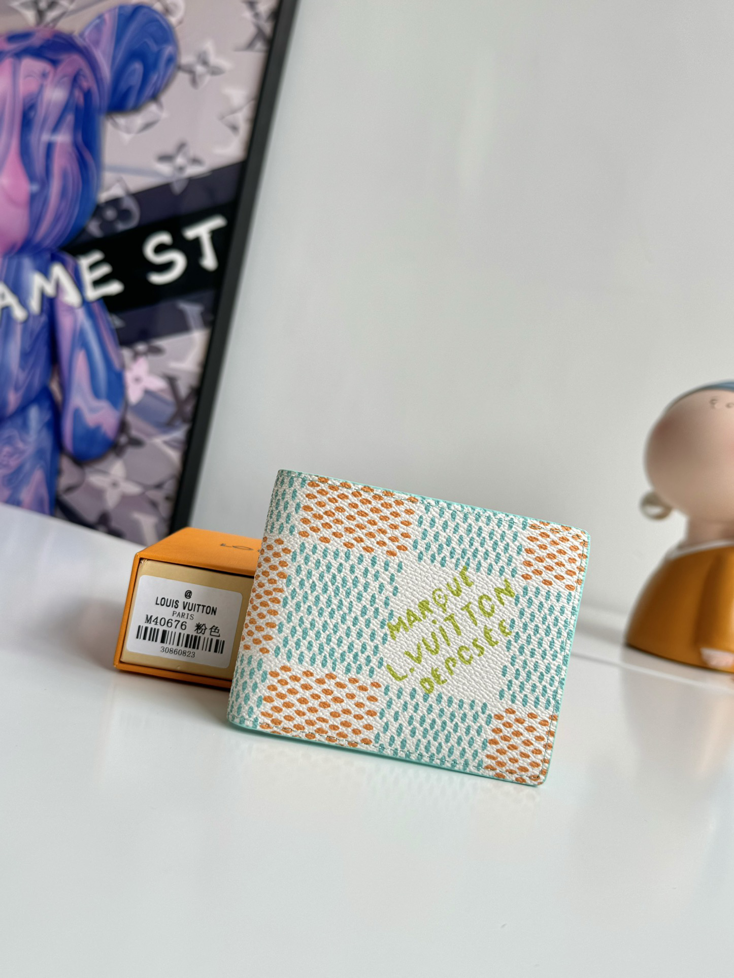 ピンク ダミエ・エルテージ マルチプル ウォレット ヴィンテージ風