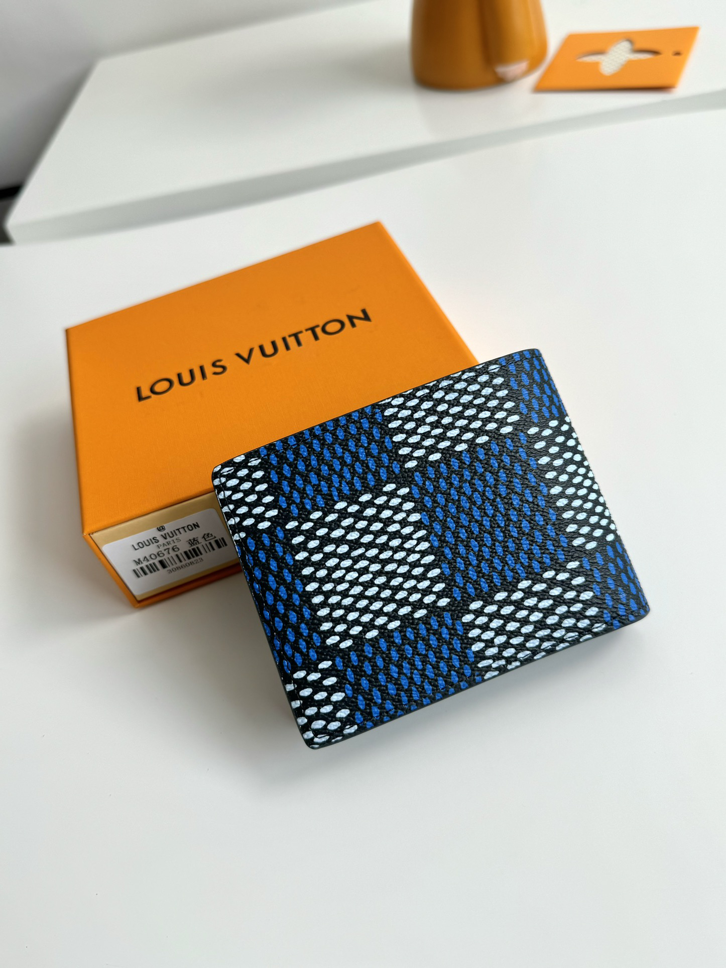 ブルー ダミエ・エルテージ マルチプル ウォレット ヴィンテージ風