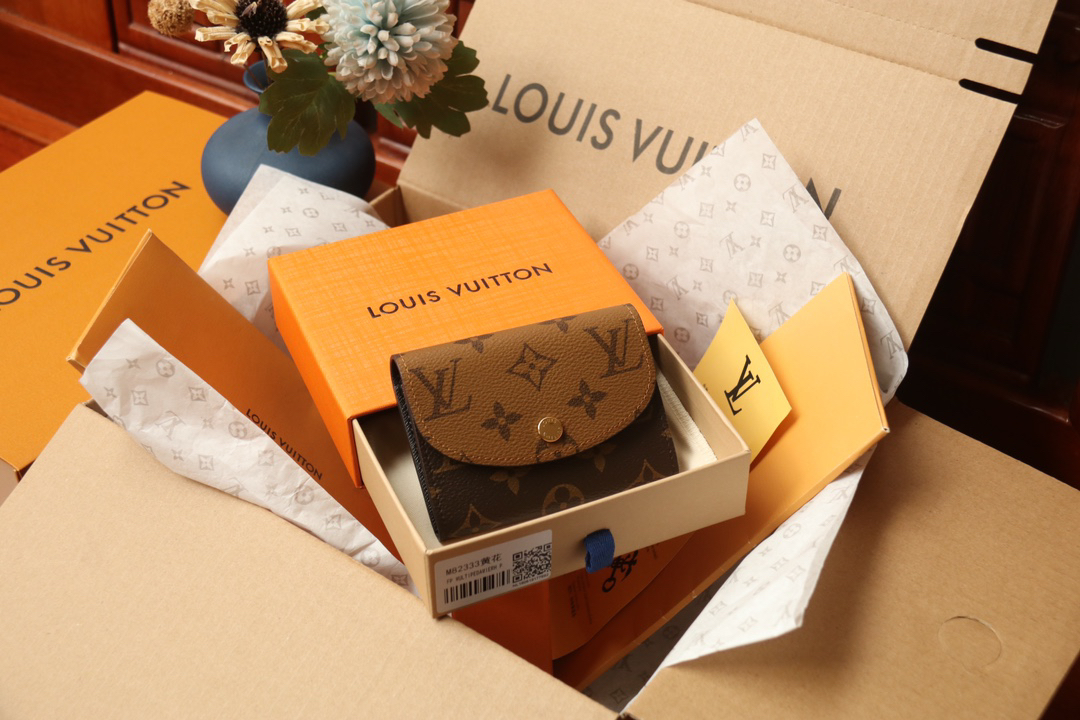 LOUIS VUITTON ロザリー・コインパース モノグラム × モノグラムリバース カーキ × ブラウン 三つ折り ミニウォレット