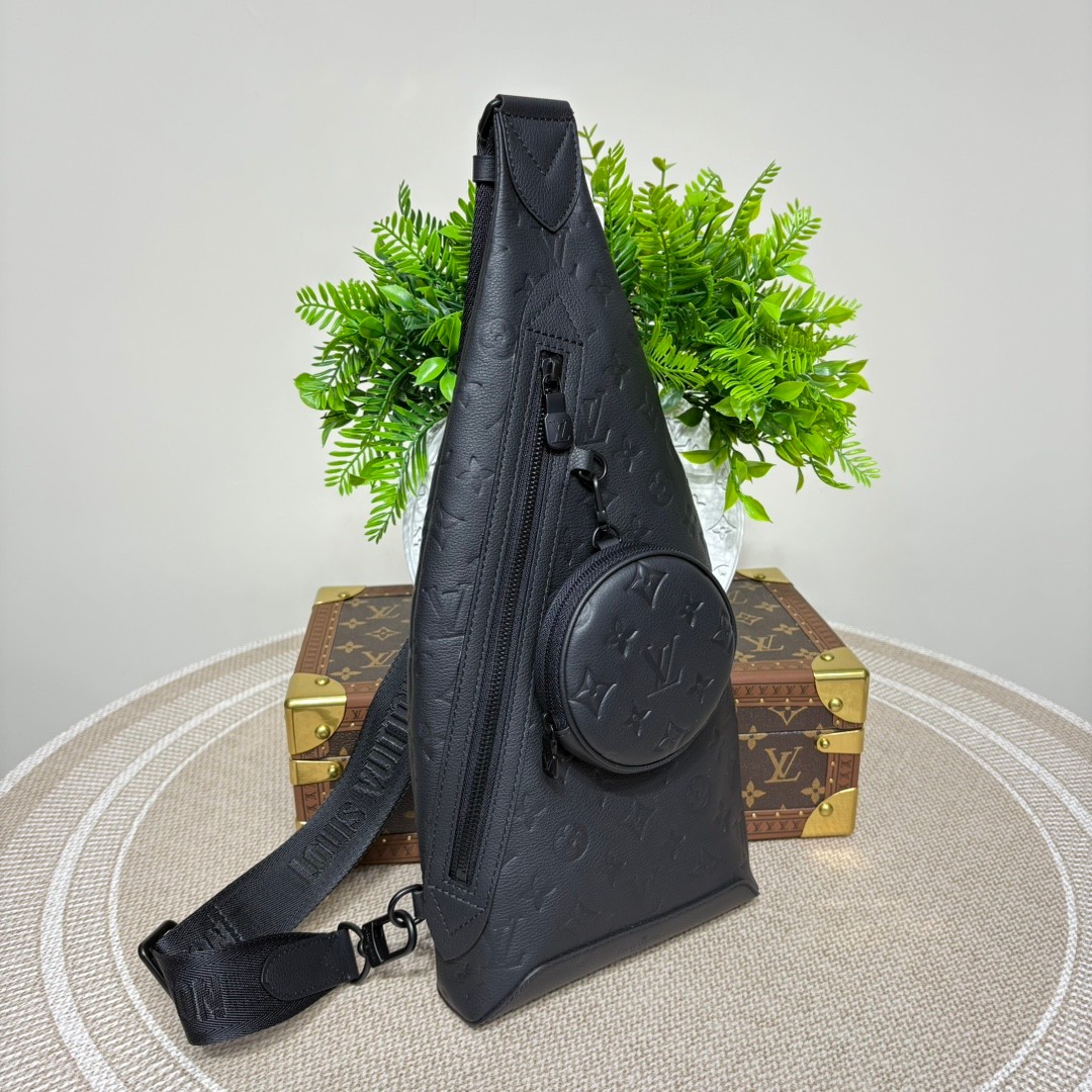 LOUIS VUITTON Duo Slingbag モノグラムエクリプス ブラック タイガレザー クロスボディバッグ ルイヴィトン