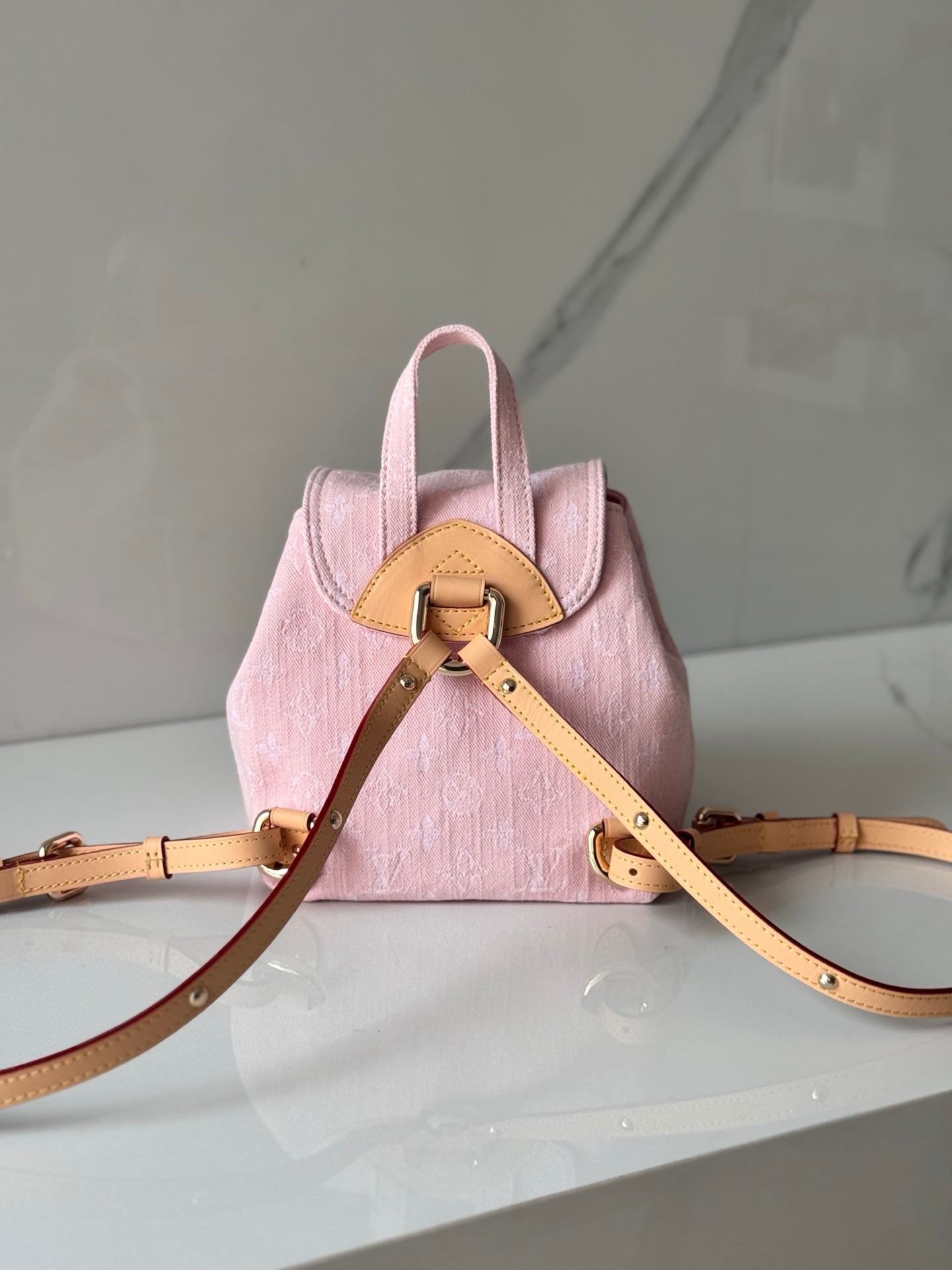 LOUIS VUITTON Venice モノグラムデニム ウォッシュピンク オーガニックコットン ミニバックパック ルイヴィトン