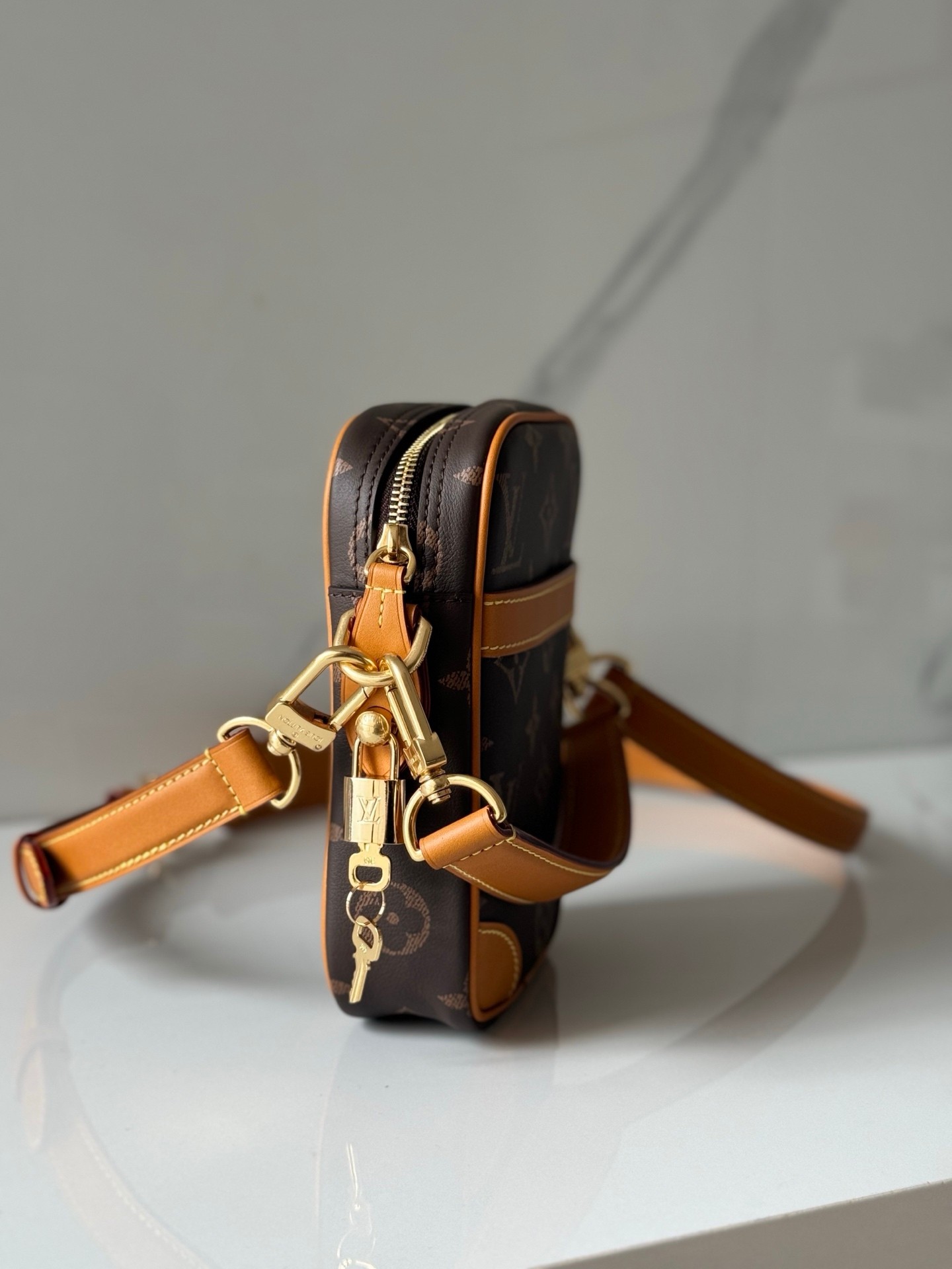 LOUIS VUITTON Danube モノグラムプリント スモールグレインレザー クロスボディバッグ ルイヴィトン