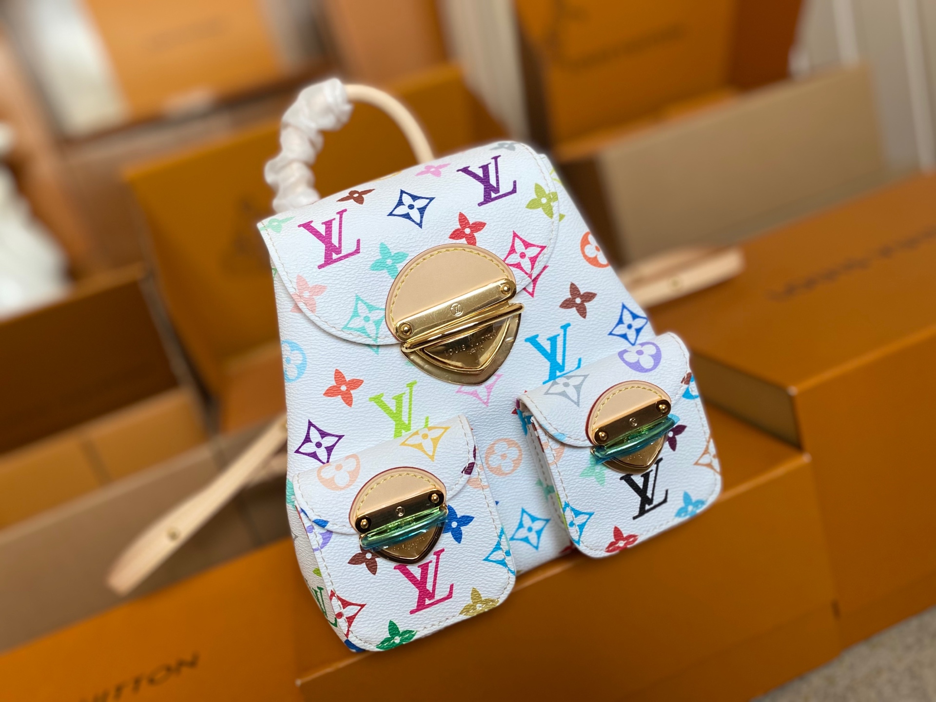 LOUIS VUITTON x 村上隆 Venice ミニバックパック マルチカラーモノグラム リインタープリット ルイヴィトン
