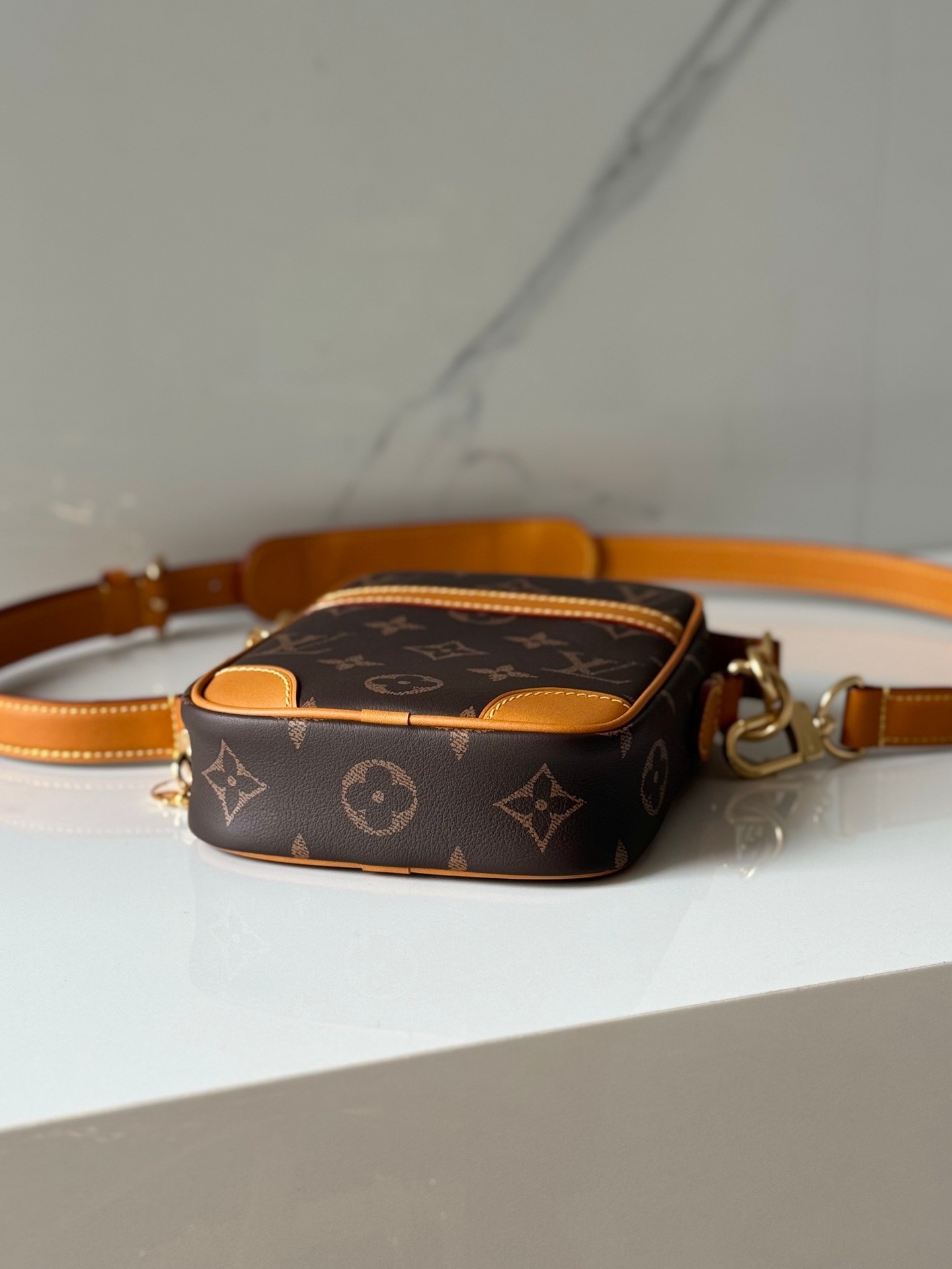 LOUIS VUITTON Danube モノグラムプリント スモールグレインレザー クロスボディバッグ ルイヴィトン