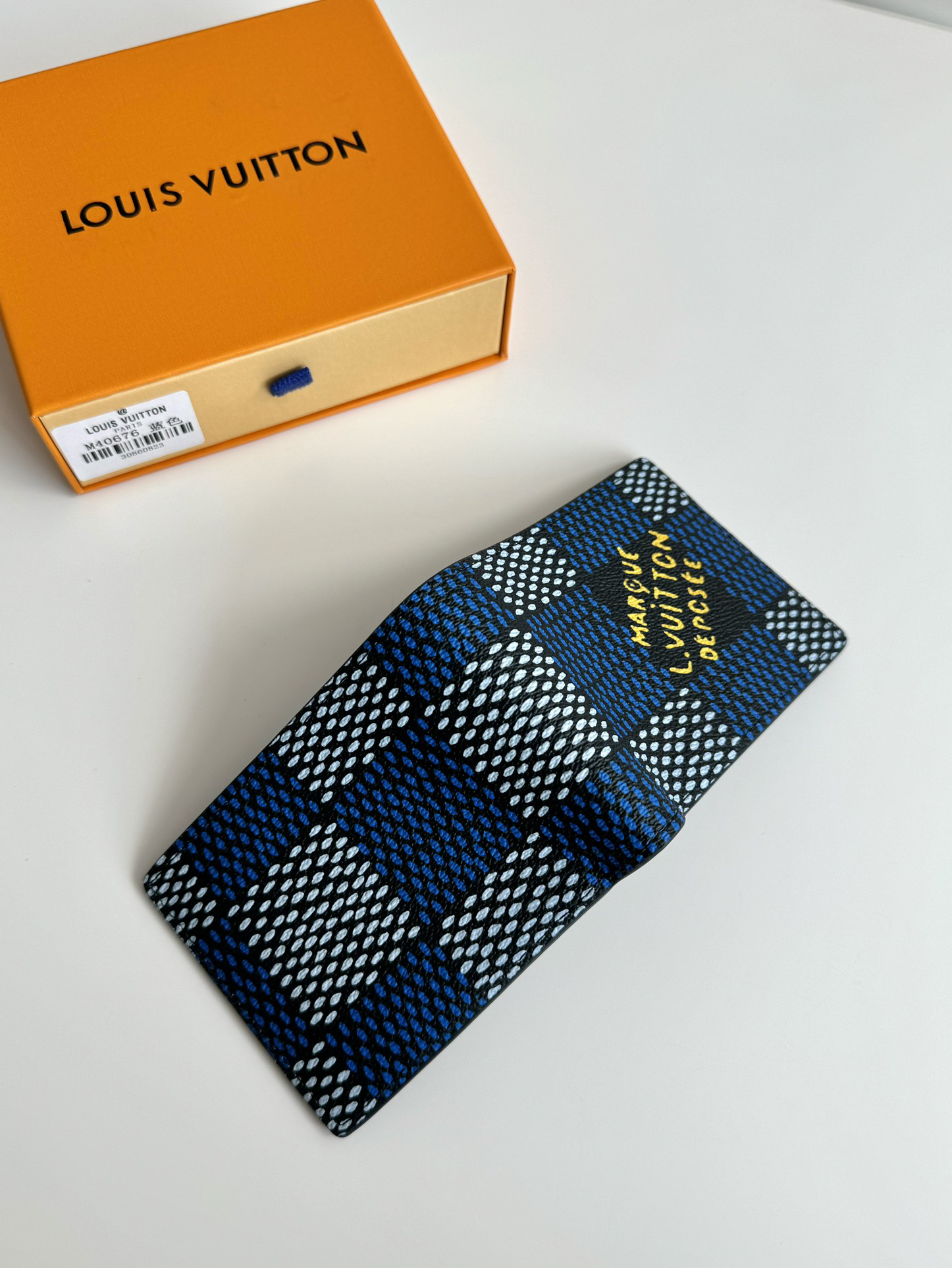 ブルー ダミエ・エルテージ マルチプル ウォレット ヴィンテージ風