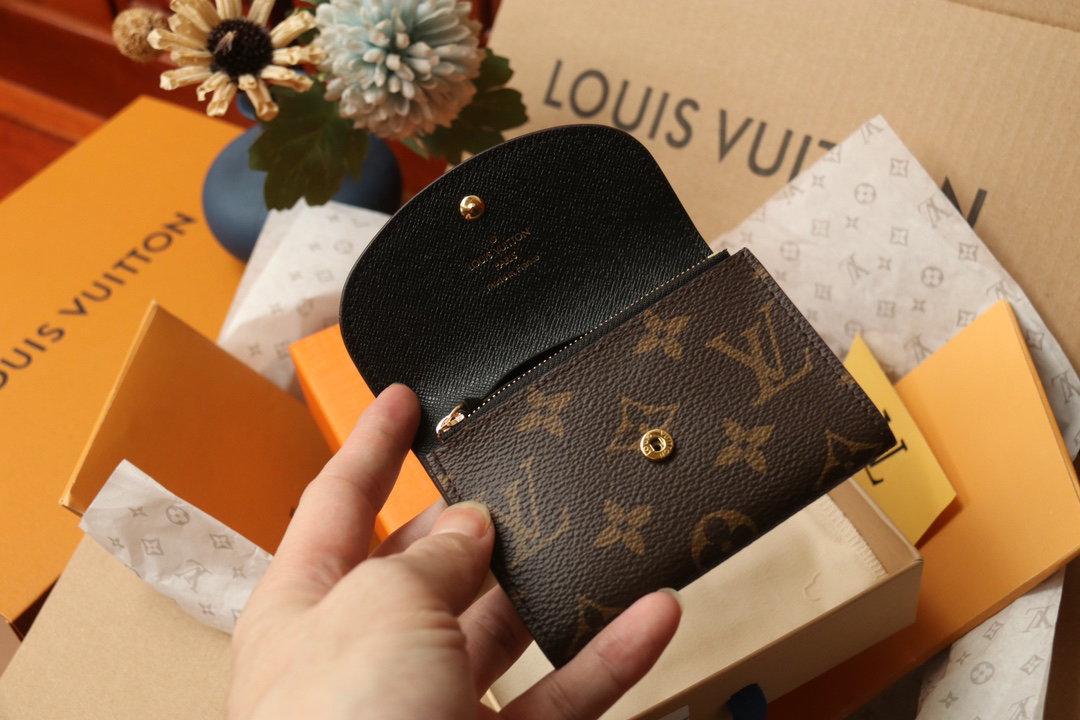 LOUIS VUITTON ロザリー・コインパース モノグラム × モノグラムリバース カーキ × ブラウン 三つ折り ミニウォレット