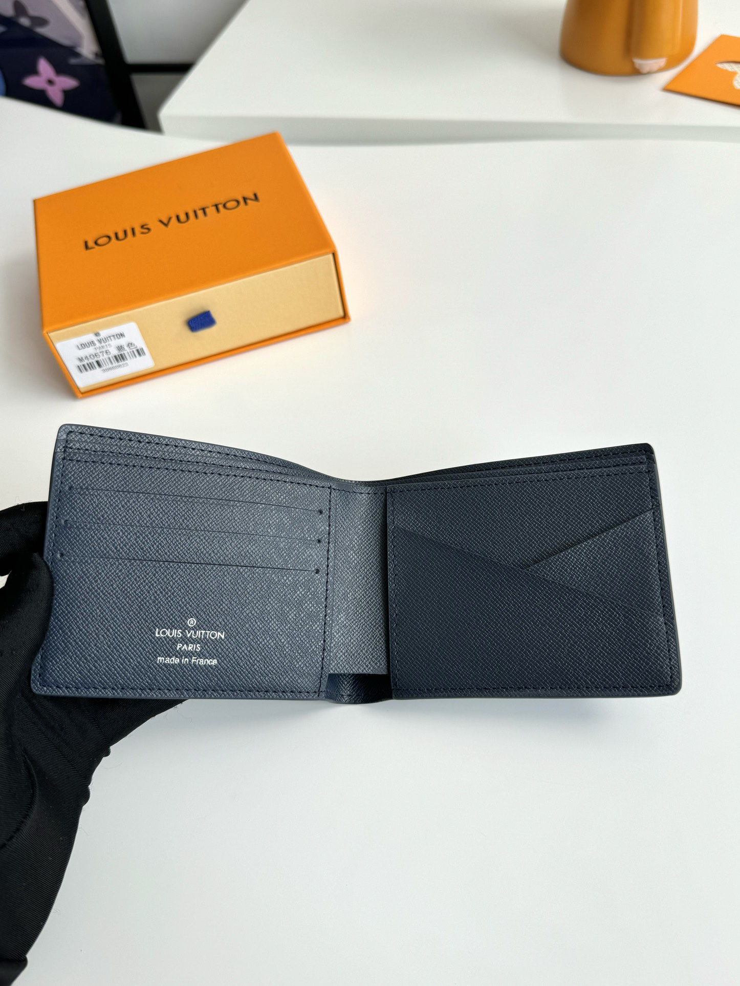 ブルー ダミエ・エルテージ マルチプル ウォレット ヴィンテージ風