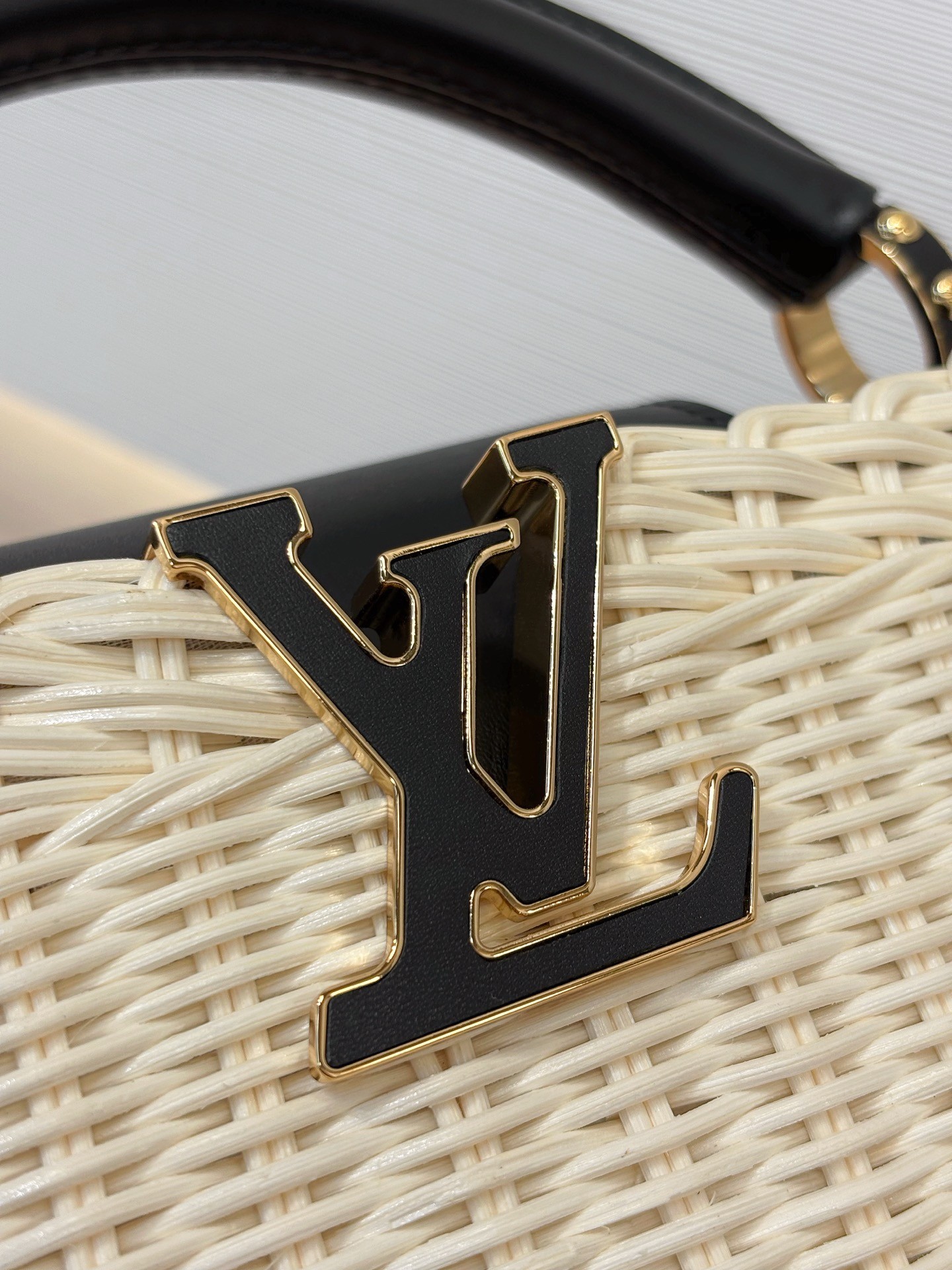 LOUIS VUITTON Capucines ミニ ラタン ハンドバッグ ブラック サマーコレクション ルイヴィトン