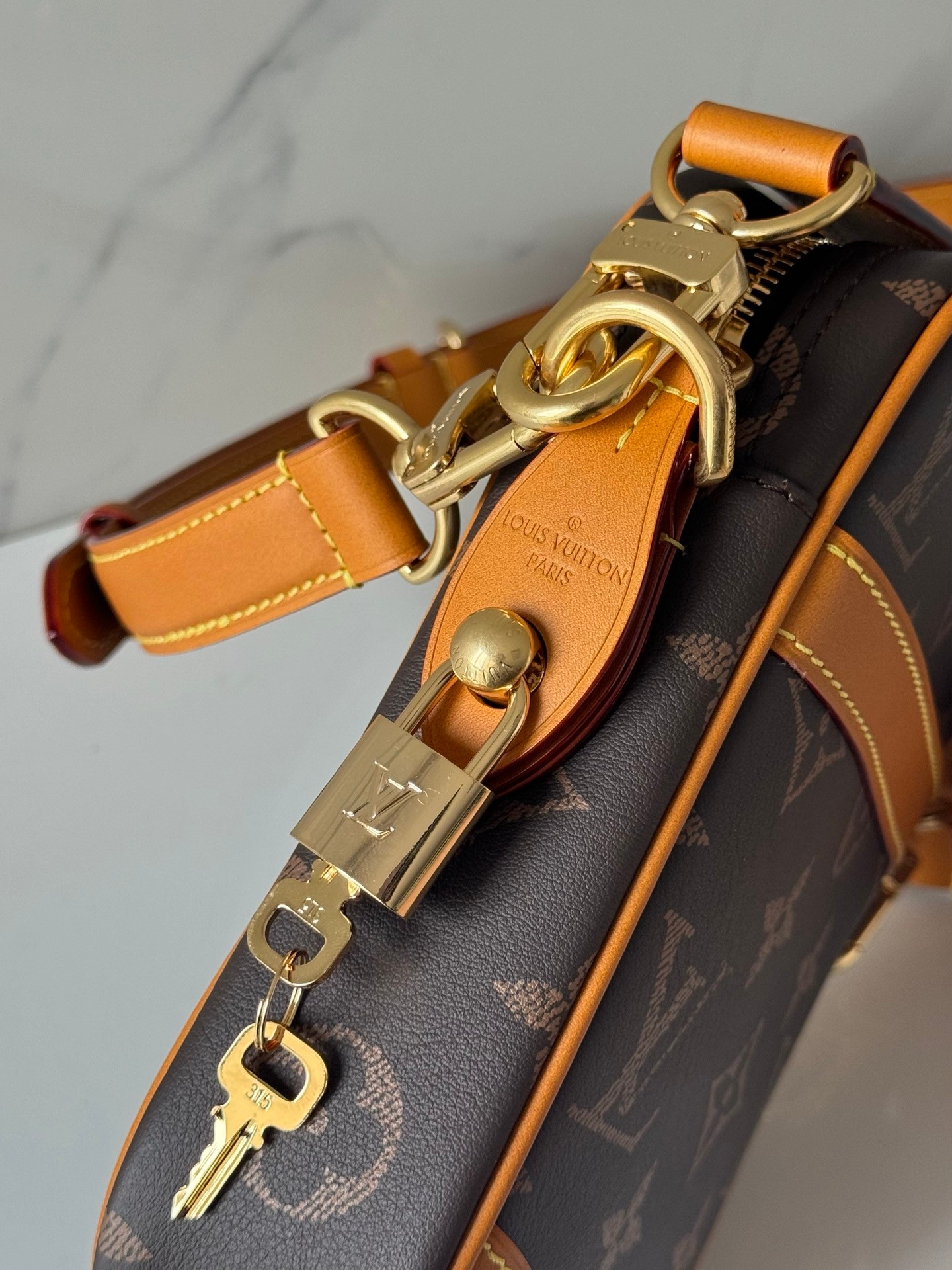 LOUIS VUITTON Danube モノグラムプリント スモールグレインレザー クロスボディバッグ ルイヴィトン