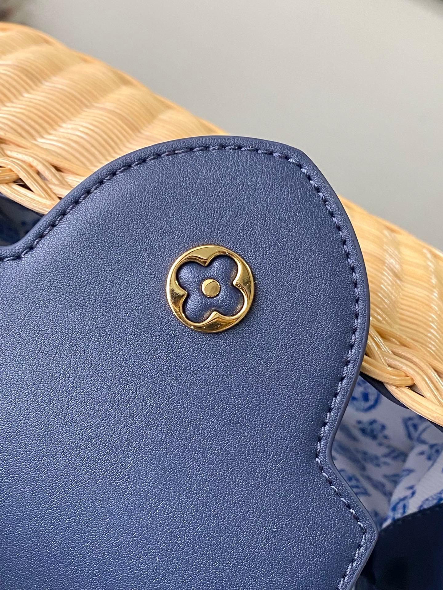 LOUIS VUITTON Capucines BB 藤編み ネイビー クロスボディバッグ ルイヴィトン