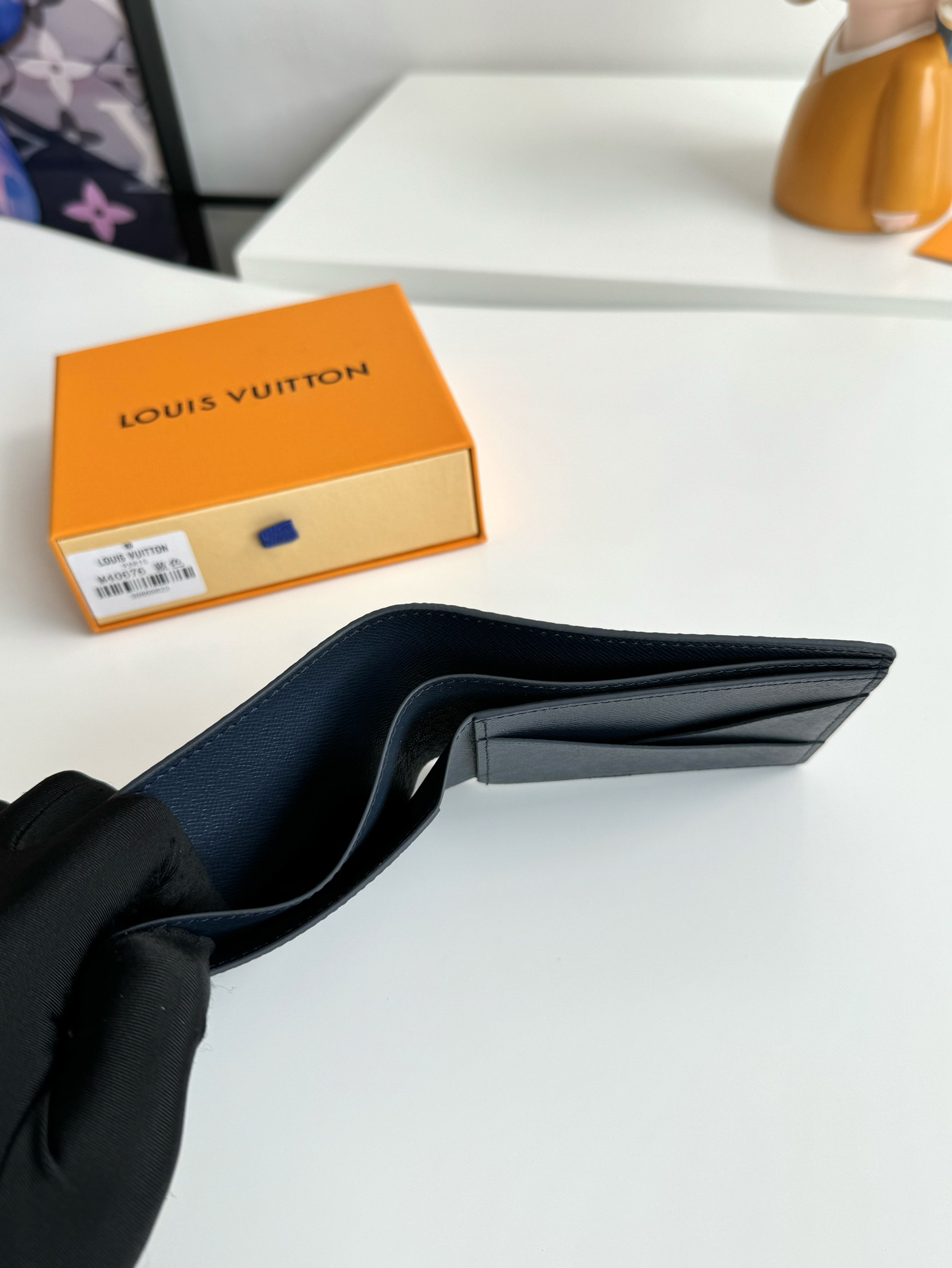 ブルー ダミエ・エルテージ マルチプル ウォレット ヴィンテージ風