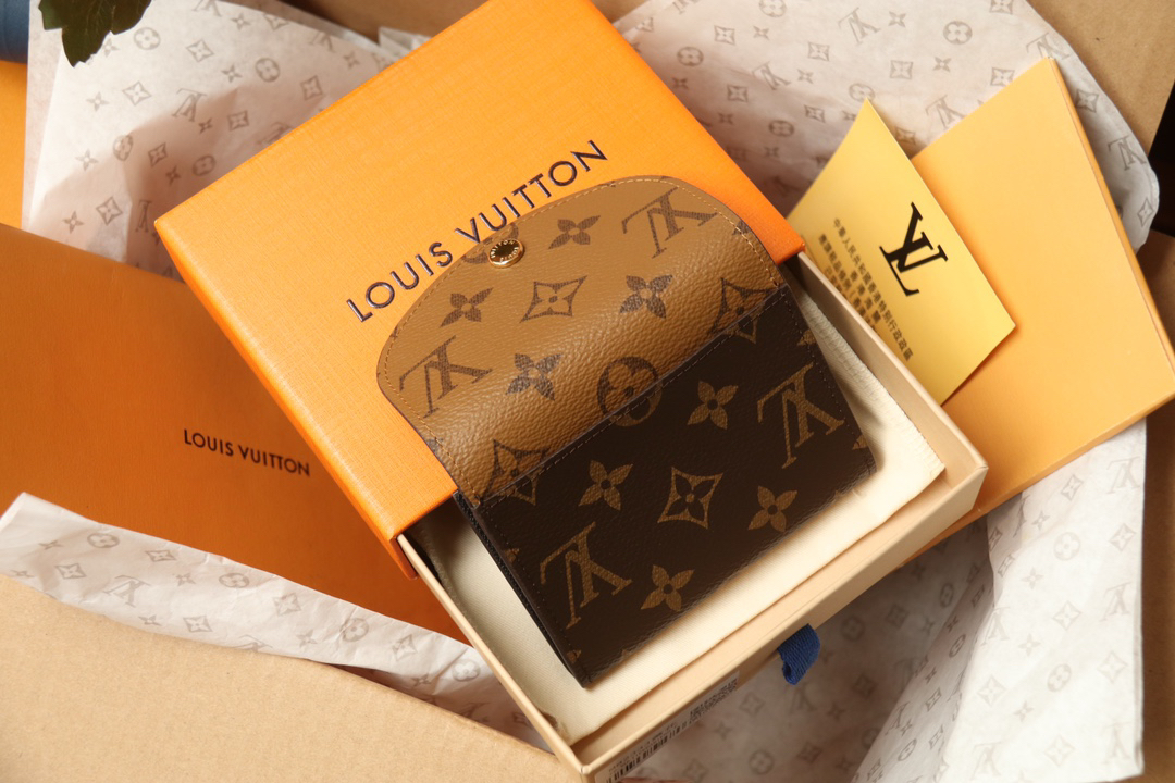 LOUIS VUITTON ロザリー・コインパース モノグラム × モノグラムリバース カーキ × ブラウン 三つ折り ミニウォレット