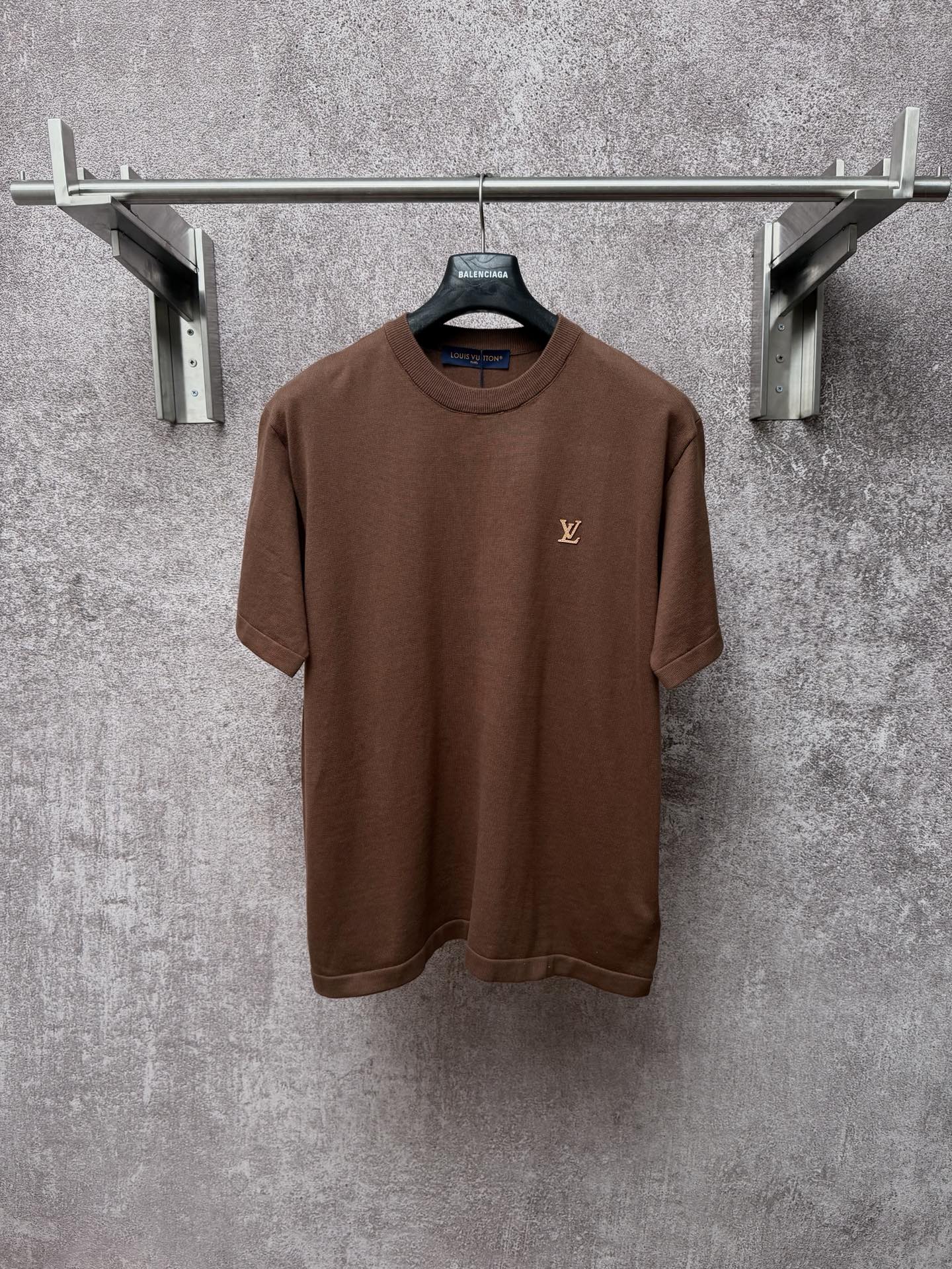 ルイ・ヴィトン コットンニット ロゴ 半袖 クルーネックTシャツ（メンズ）