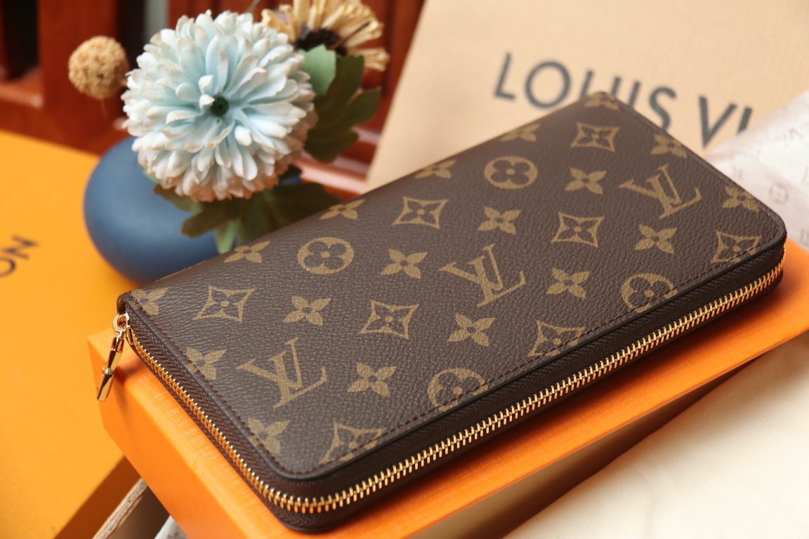 LOUIS VUITTON ジッピー・ウォレット モノグラム ブラウン ラウンドファスナー ロングウォレット