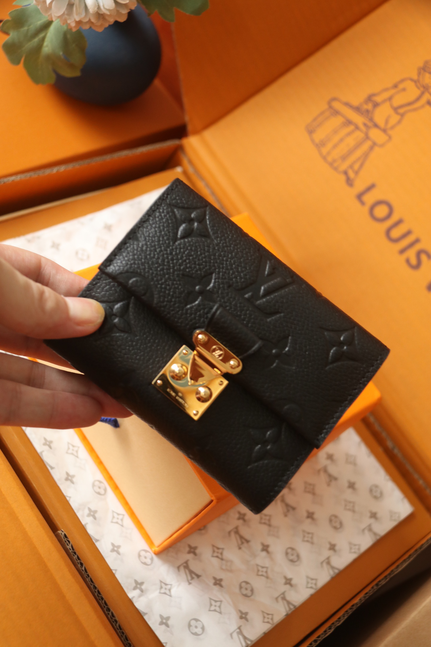 LOUIS VUITTON ポルトフォイユ・メティス モノグラムアンプラント ブラック 三つ折り ミニウォレット