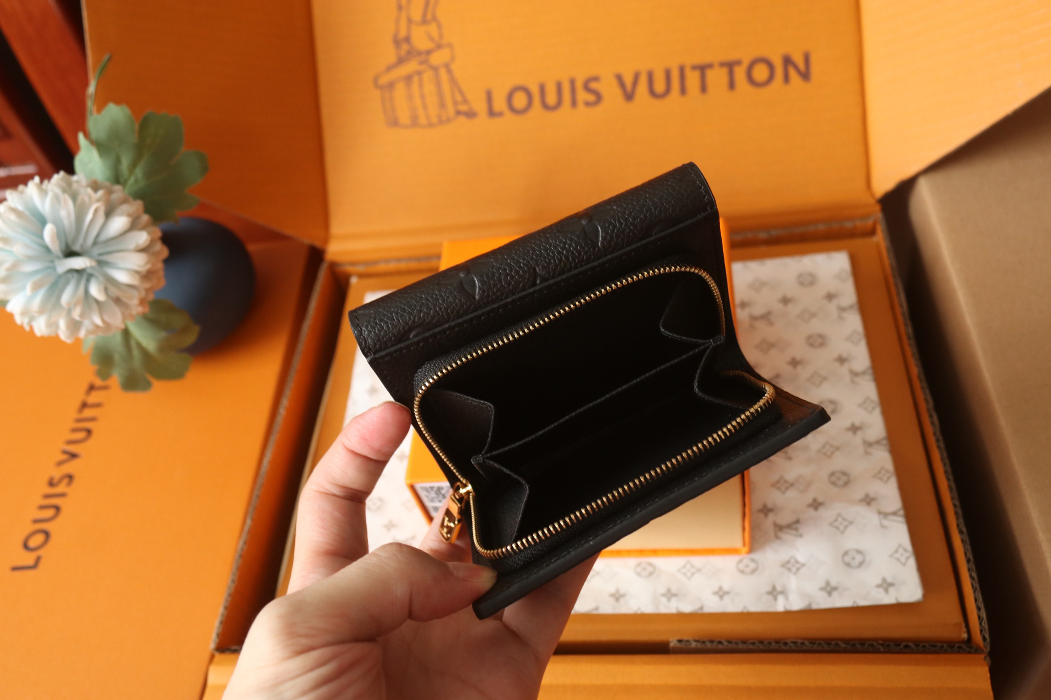 LOUIS VUITTON ポルトフォイユ・メティス モノグラムアンプラント ブラック 三つ折り ミニウォレット