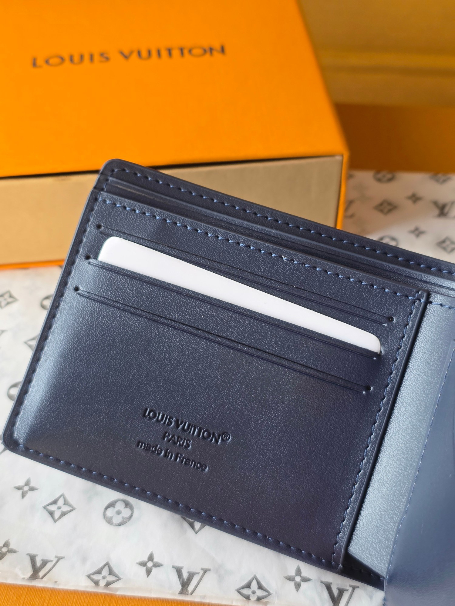 LOUIS VUITTON ポルトフォイユ・ミュルティプル ワックスドカーフスキン ターコイズブルー 二つ折り ウォレット