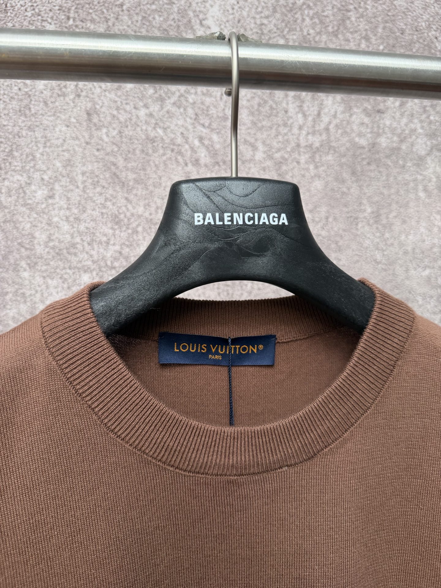 ルイ・ヴィトン コットンニット ロゴ 半袖 クルーネックTシャツ（メンズ）