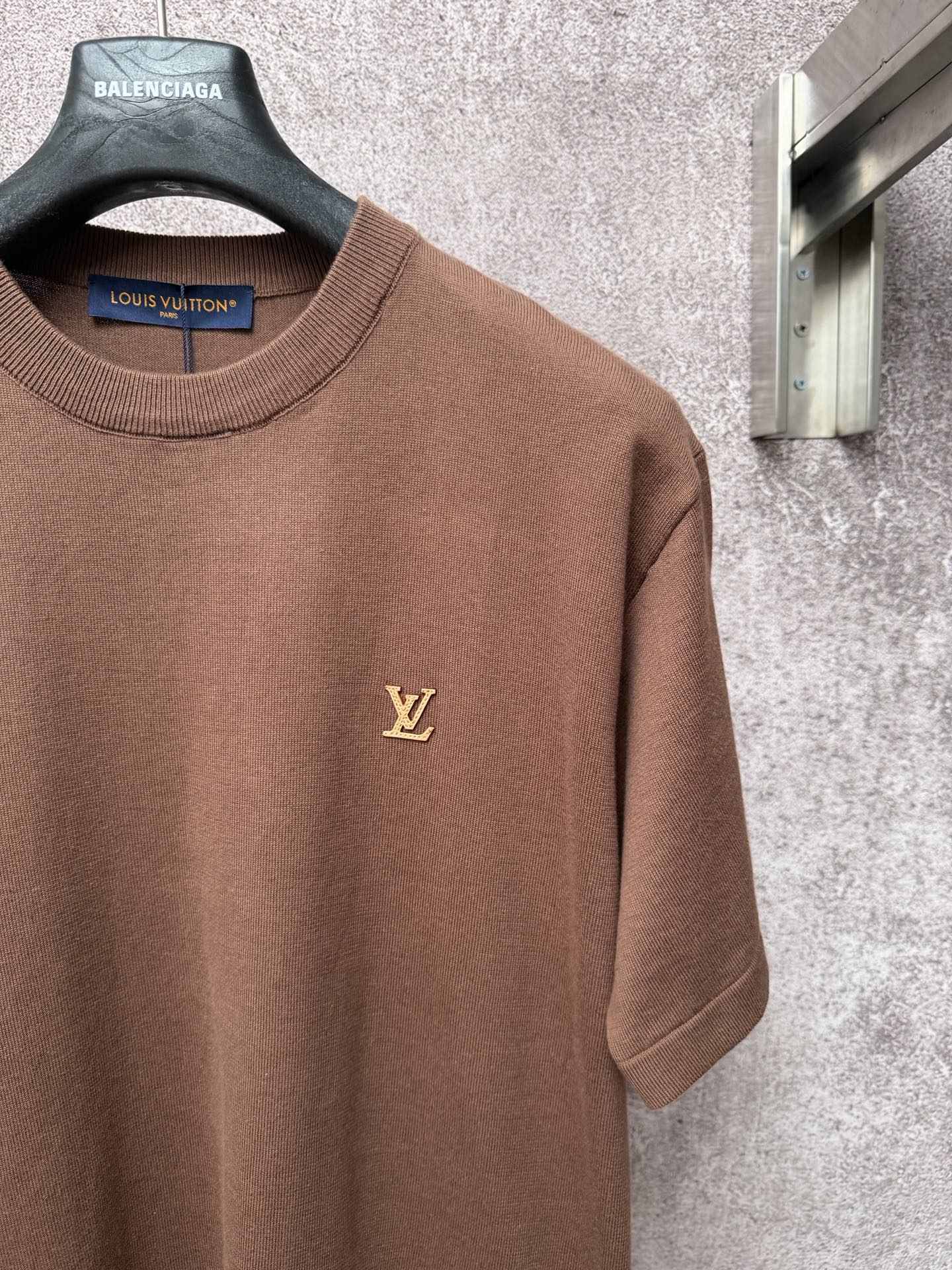 ルイ・ヴィトン コットンニット ロゴ 半袖 クルーネックTシャツ（メンズ）