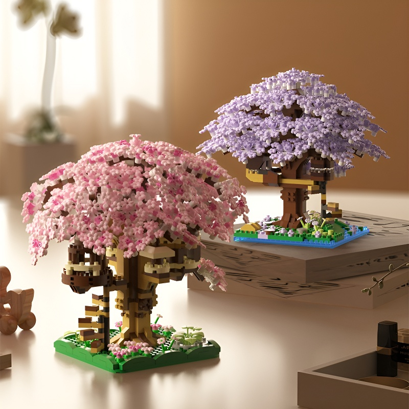 Exquisite Cherry Blossom Building Blocks Educational Toy