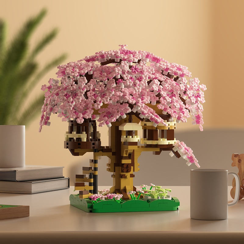Exquisite Cherry Blossom Building Blocks Educational Toy