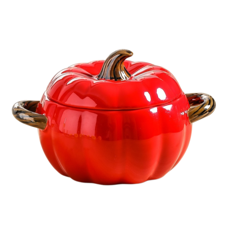 ชามซุปเซรามิครูปฟักทองมีหูสองข้าง