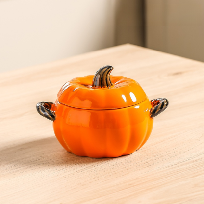 ชามซุปเซรามิครูปฟักทองมีหูสองข้าง