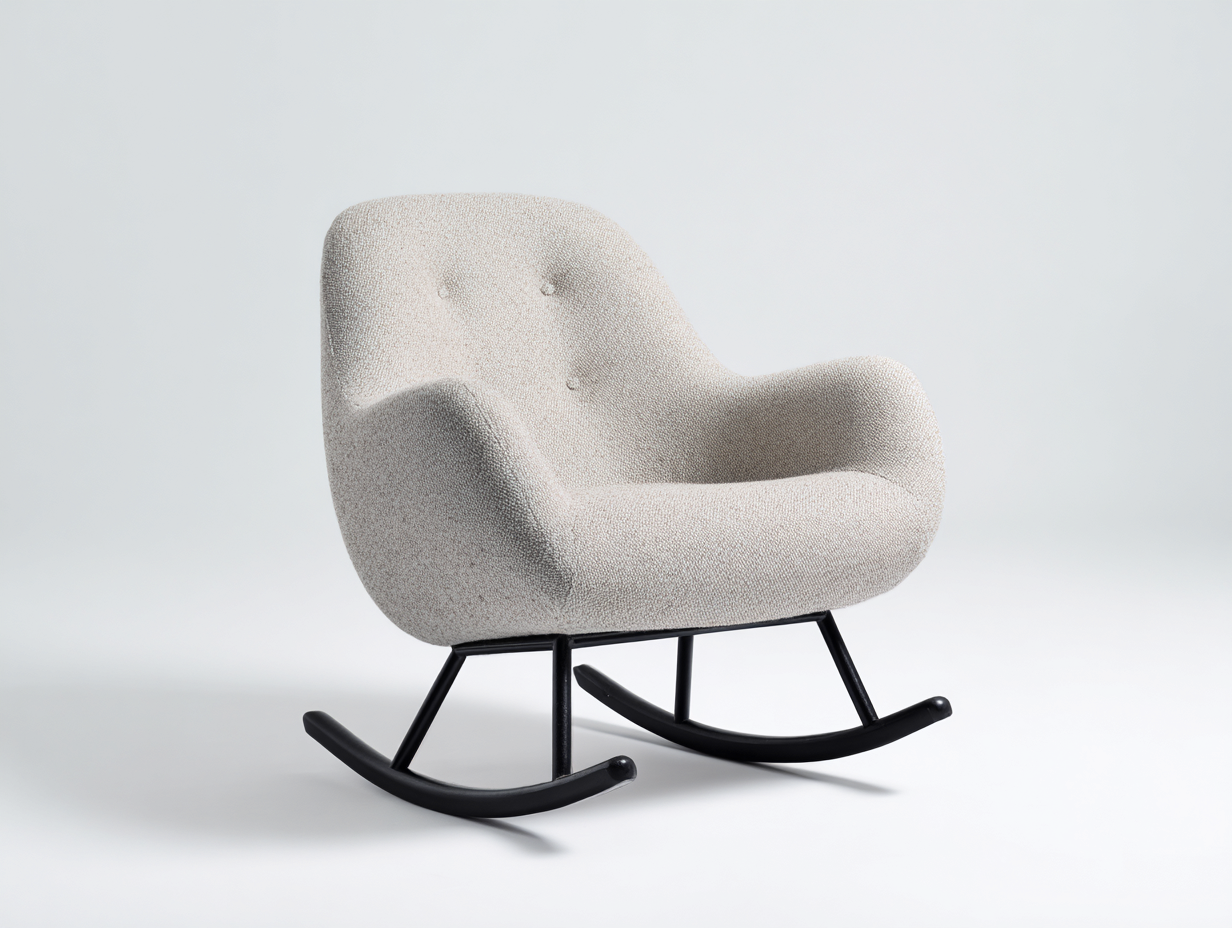 Rocking Chair Upholstered Fabric 80x75x92 cm - Light Beige - Modern Comfort Design-Sofauphut