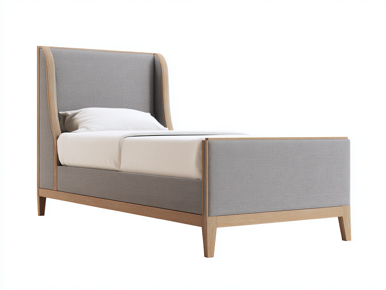 Single Bed Upholstered Fabric Wood Frame 200x100x110 cm - Light Grey - Modern Design-Sofauphut