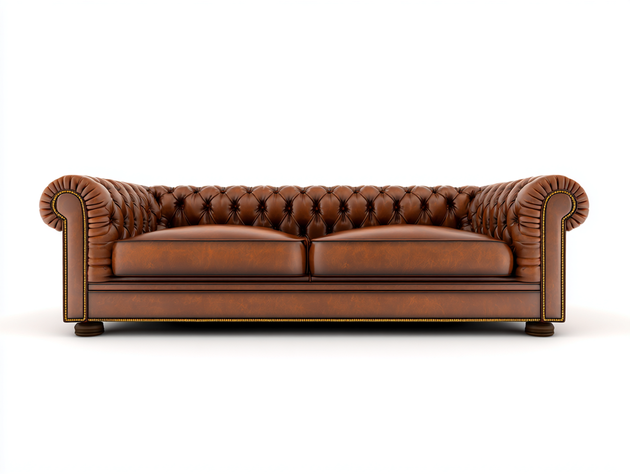 2 Seater Sofa genuine leather sofa 220x95x75 cm - Brown - Tufted classic design-Sofauphut