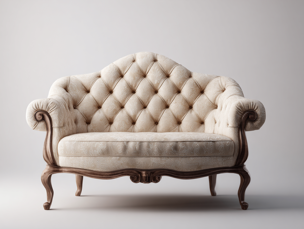 2 Seater Sofa upholstered fabric sofa 165x85x95 cm - Cream - Classic tufted design-Sofauphut