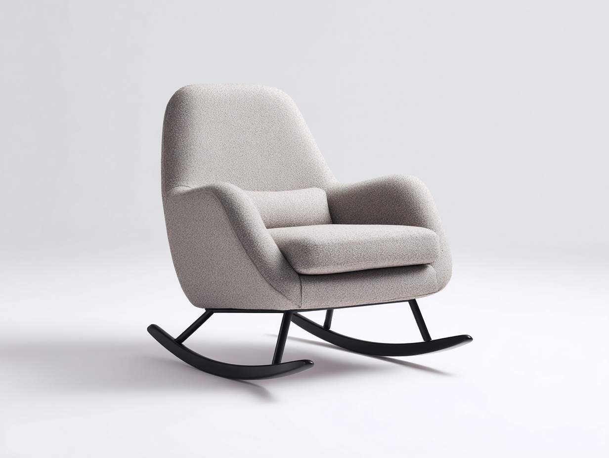 Rocking Chair - fabric upholstery and metal rocking base 90x80x100 cm - light grey-black - modern minimalist design-Sofauphut