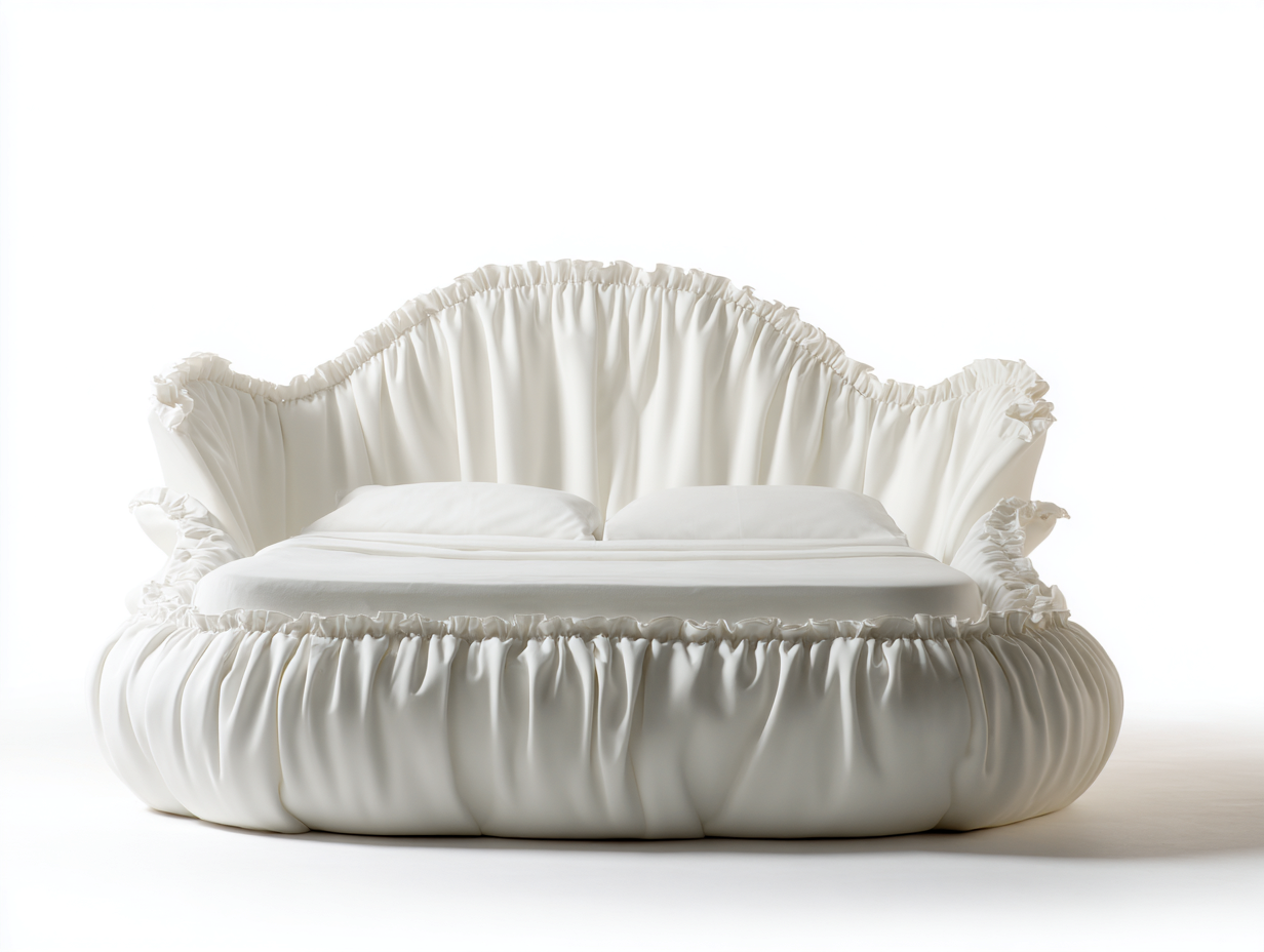 Double Bed Upholstered Fabric 210x160x115 cm - White - Soft Modern Design-Sofauphut