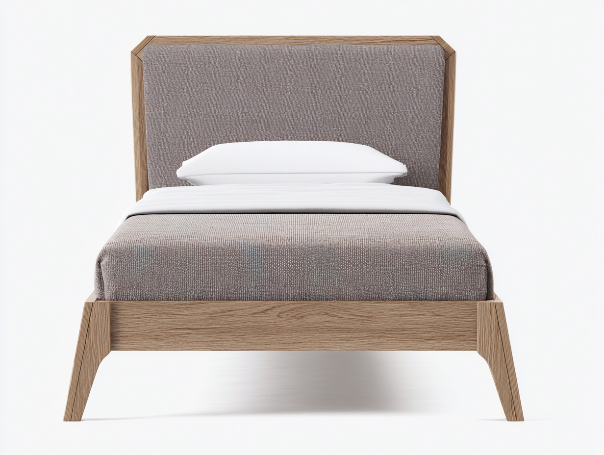 Single Bed Upholstered Fabric Wooden Frame 200x100x110 cm - Beige - Modern Bedroom Design-Sofauphut