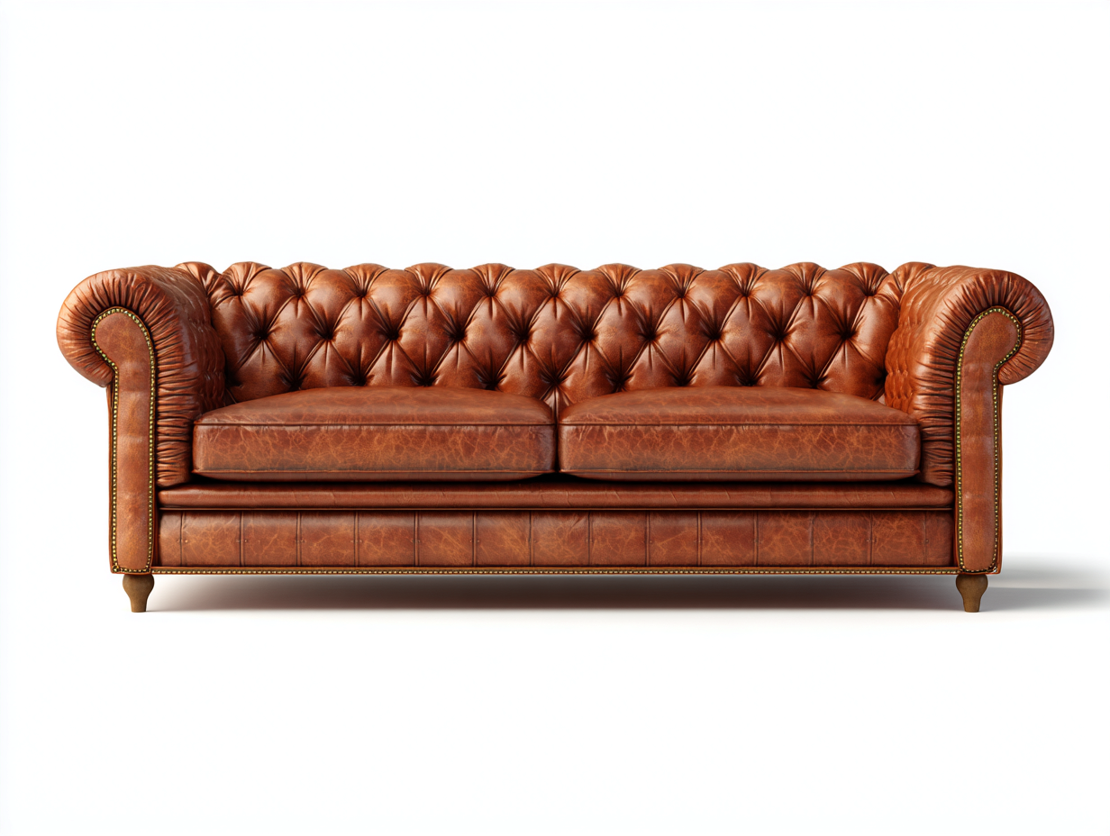 2 Seater Sofa genuine leather 210x95x75 cm - brown - classic living room design-Sofauphut