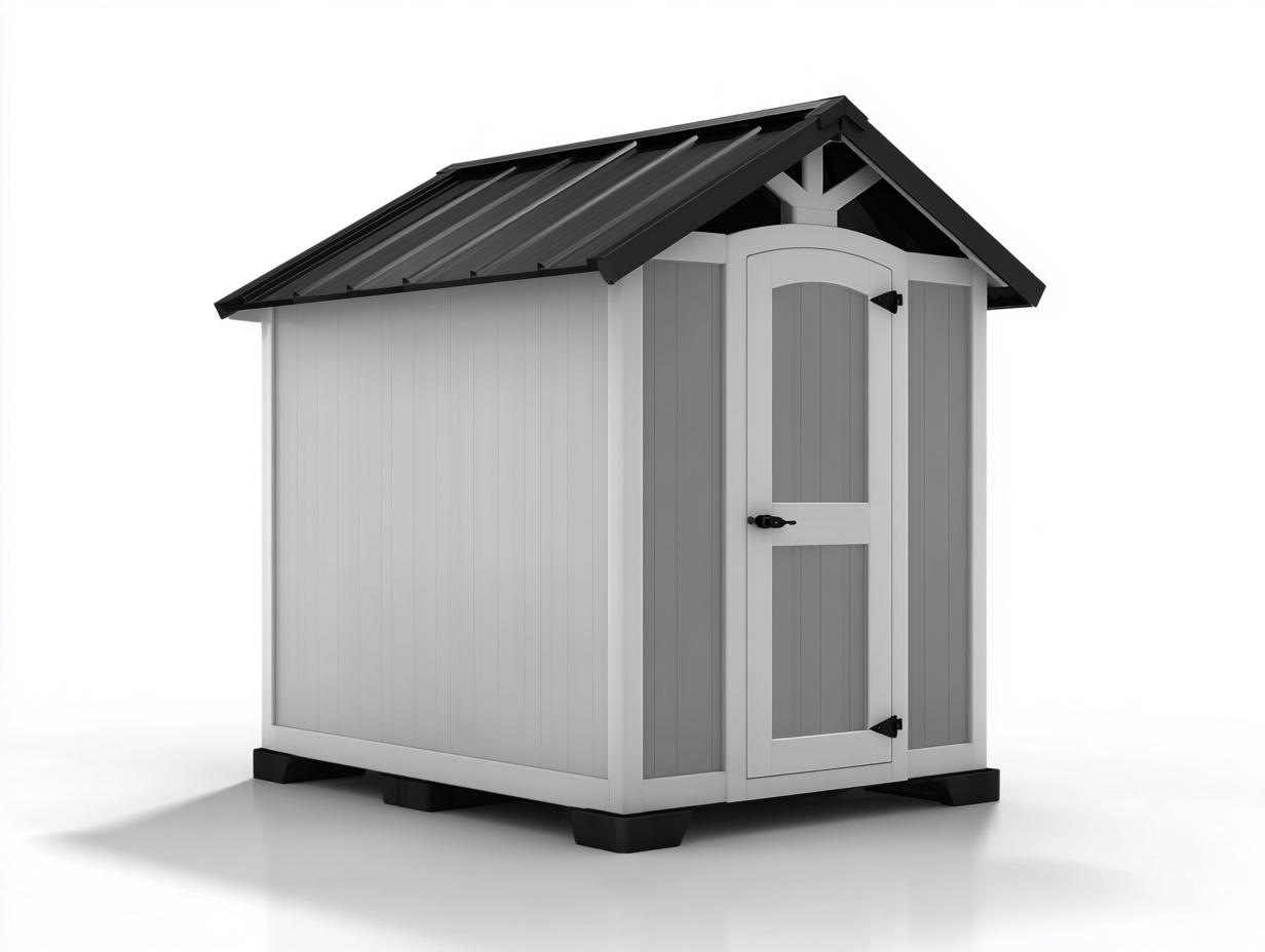 Garden Shed Timber Construction Metal Roof Single Door 180x150x210 cm - Light Grey-Black - Modern Outdoor Storage Design-Dengethub