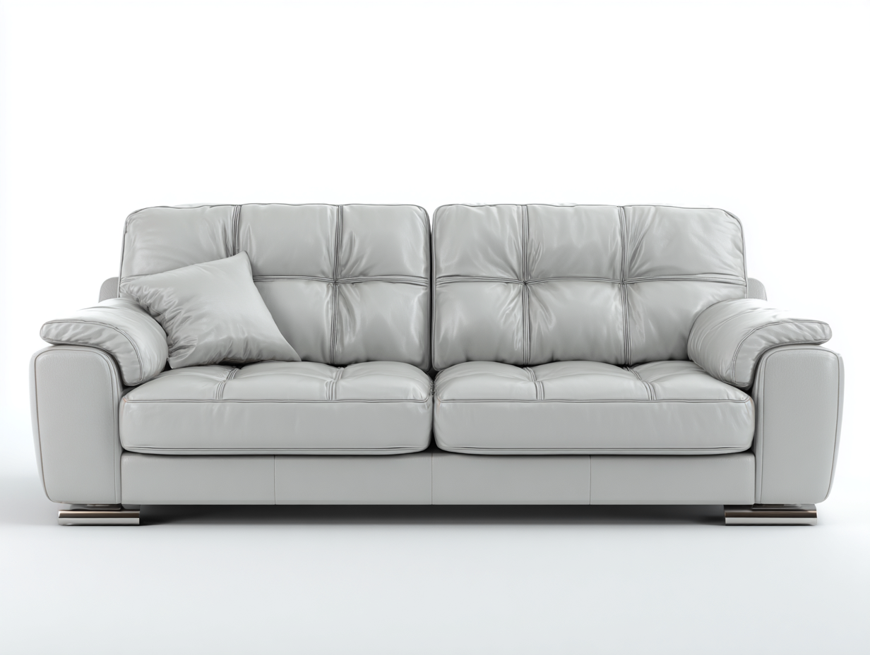 3 Seater Sofas - padded leather upholstery and solid frame 210x95x90 cm - light grey - modern comfort design-Dengethub