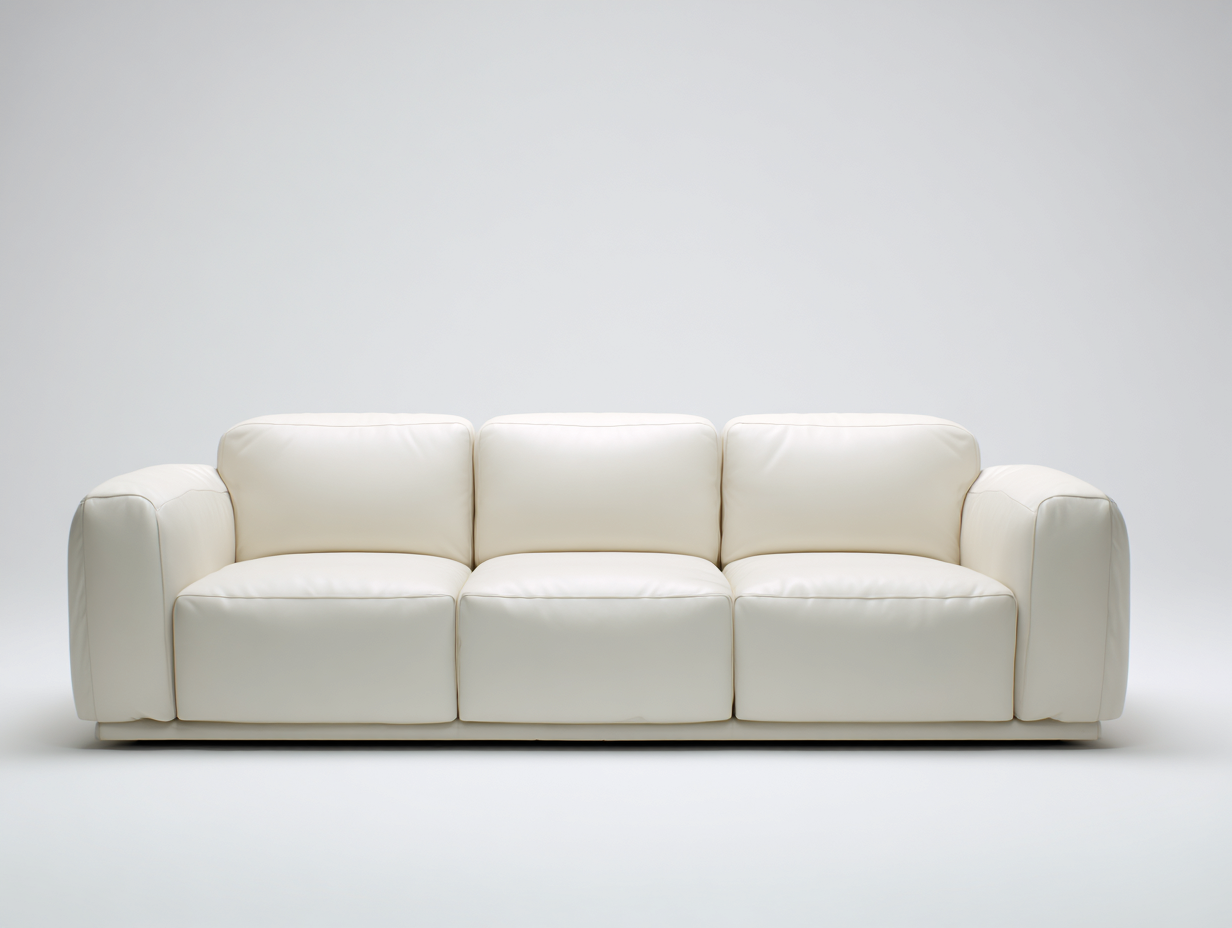 3 Seater Sofa fabric upholstered 230x98x85 cm - ivory - modern living room design-Dengethub