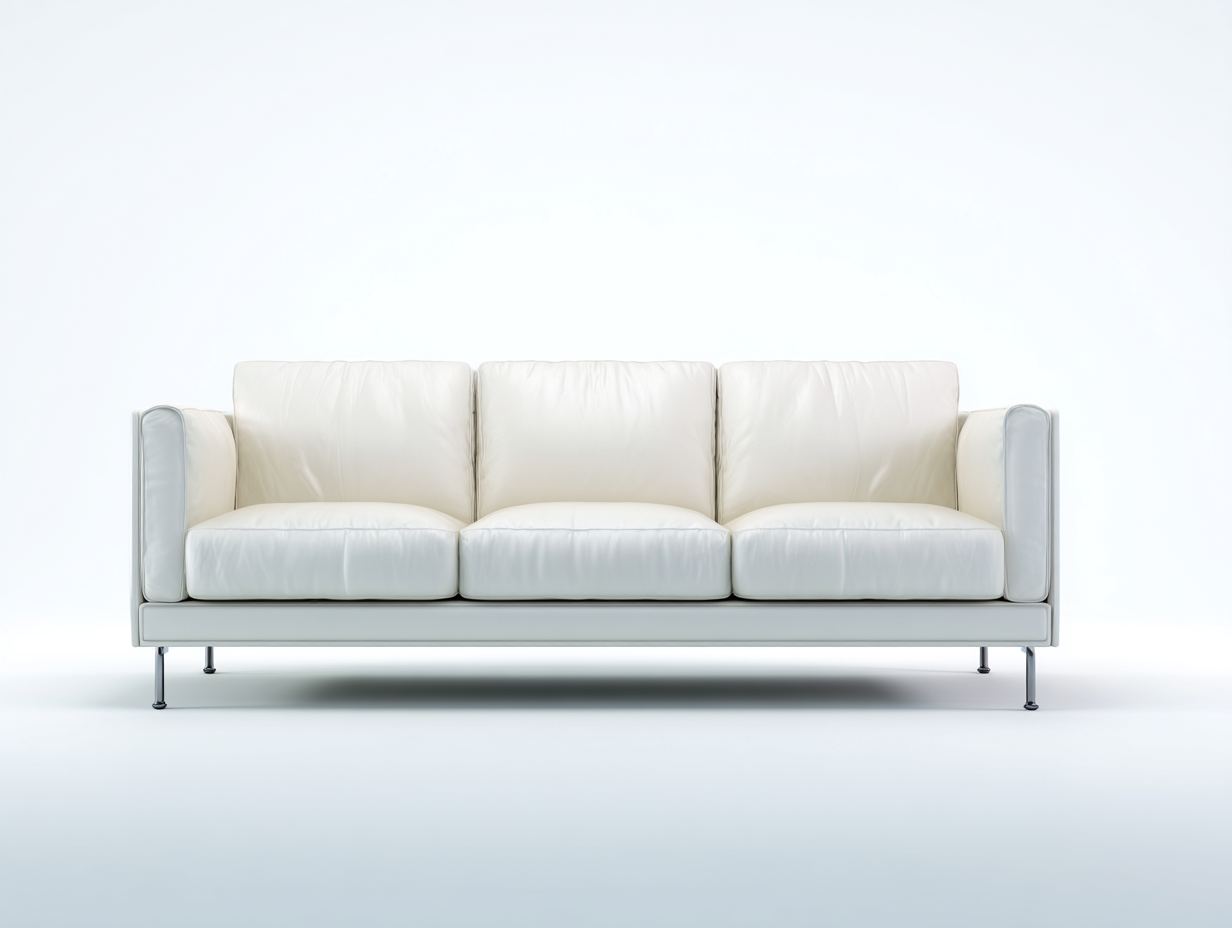 3 Seater Sofas - smooth leather upholstery and metal legs 220x92x88 cm - white - modern minimalist design-Dengethub