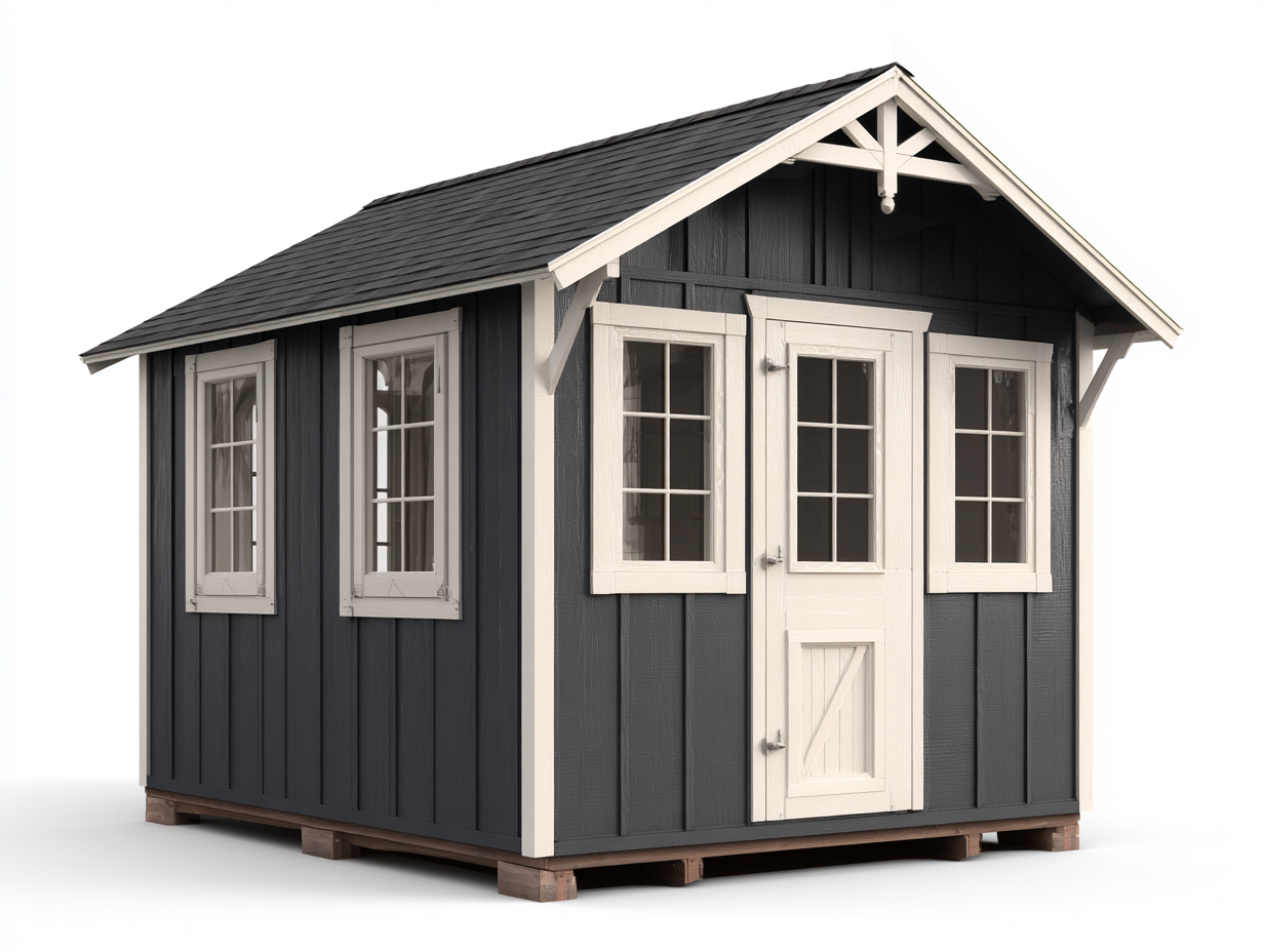 Garden Shed wooden garden shed 260x220x260 cm - Dark Grey-White - Classic garden house design-Dengethub