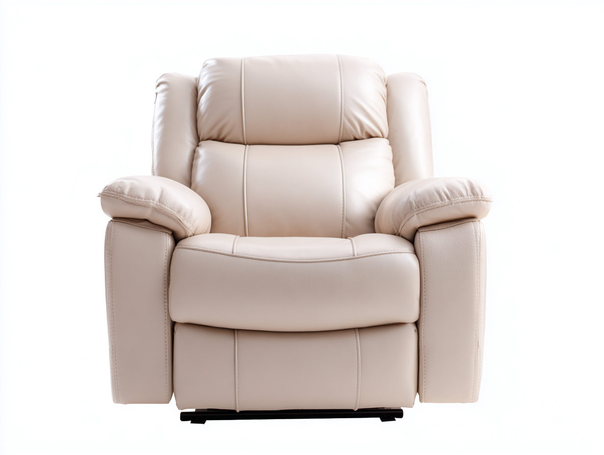 Recliner Chairs genuine leather recliner 100x95x105 cm - Cream - Padded comfort design-Dengethub