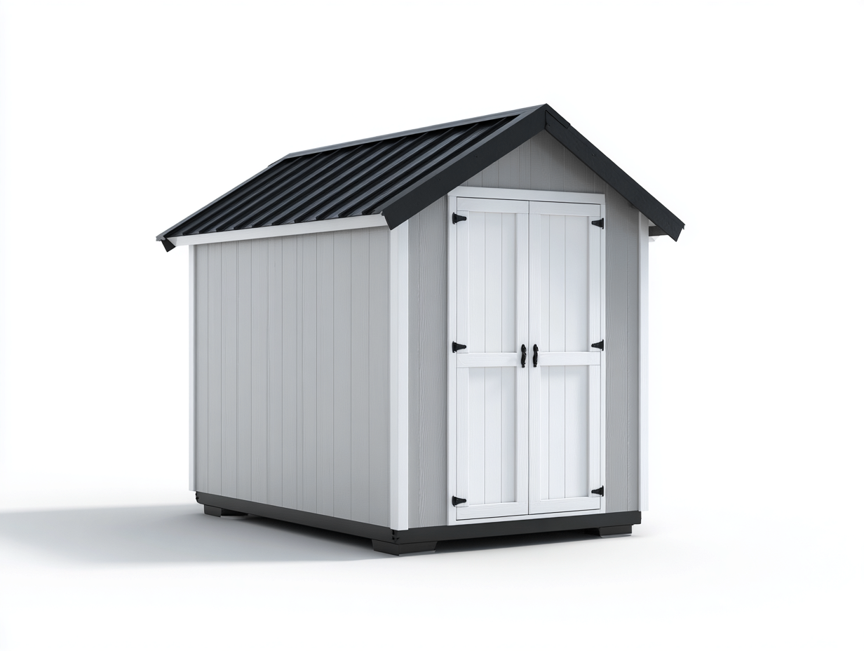 Garden Shed wooden structure 220x180x210 cm - light grey white dark grey - outdoor storage design-Dengethub