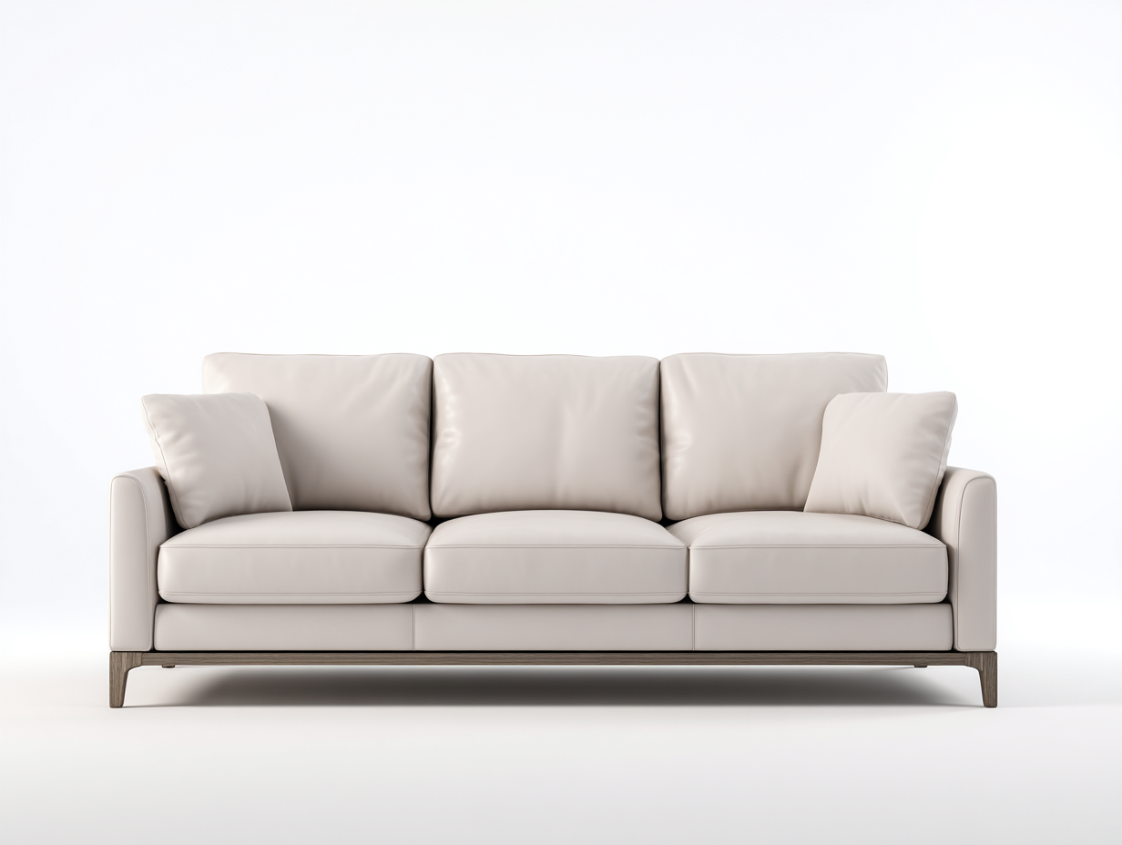 3 Seater Sofa fabric upholstered 220x95x85 cm - beige - modern living room design-Dengethub