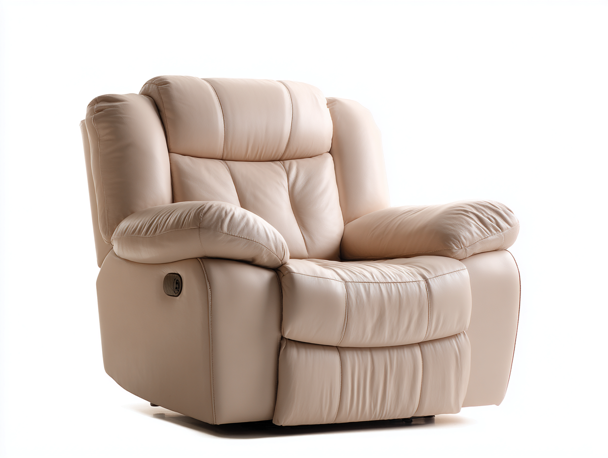 Recliner Chair Upholstered Leather Look Manual Recline Padded Armrests 100x95x105 cm - Beige - Classic Comfort Design-Dengethub